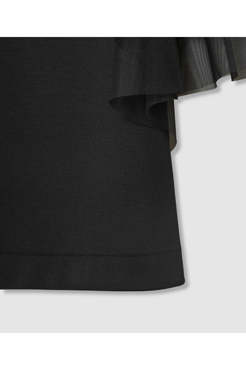 【アナイ/ANAYI】のポンチオーガン使いフレア袖 プルオーバー 人気、トレンドファッション・服の通販 founy(ファニー) 　ファッション　Fashion　レディースファッション　Fashion for Women　トップス・カットソー　Cut & Sew Tops　シャツ・ブラウス・オフィスカジュアル　Elegant Blouses & Button-Ups　ロングTシャツ・Tシャツ　Longline T-Shirts & Tees　カジュアルプルオーバー・ニットトップス　Pullovers & Knit Tops / Casual Pullovers　カットソー・ベーシックTシャツ　Cut-and-Sewn Tops / Stretch Tees & Basics　オーガンジー　Organza Fabric　ショート　Short, Short Length　シンプル　Simple, Minimal　スリーブ　Sleeve, Long Sleeve / Short Sleeve　チュール　Tulip, Tulip Motif　フレア　Flare, Flared　ラッフル　Ruffle, Frill　other-4|ID: prp329100004904954 ipo3291000000036717081