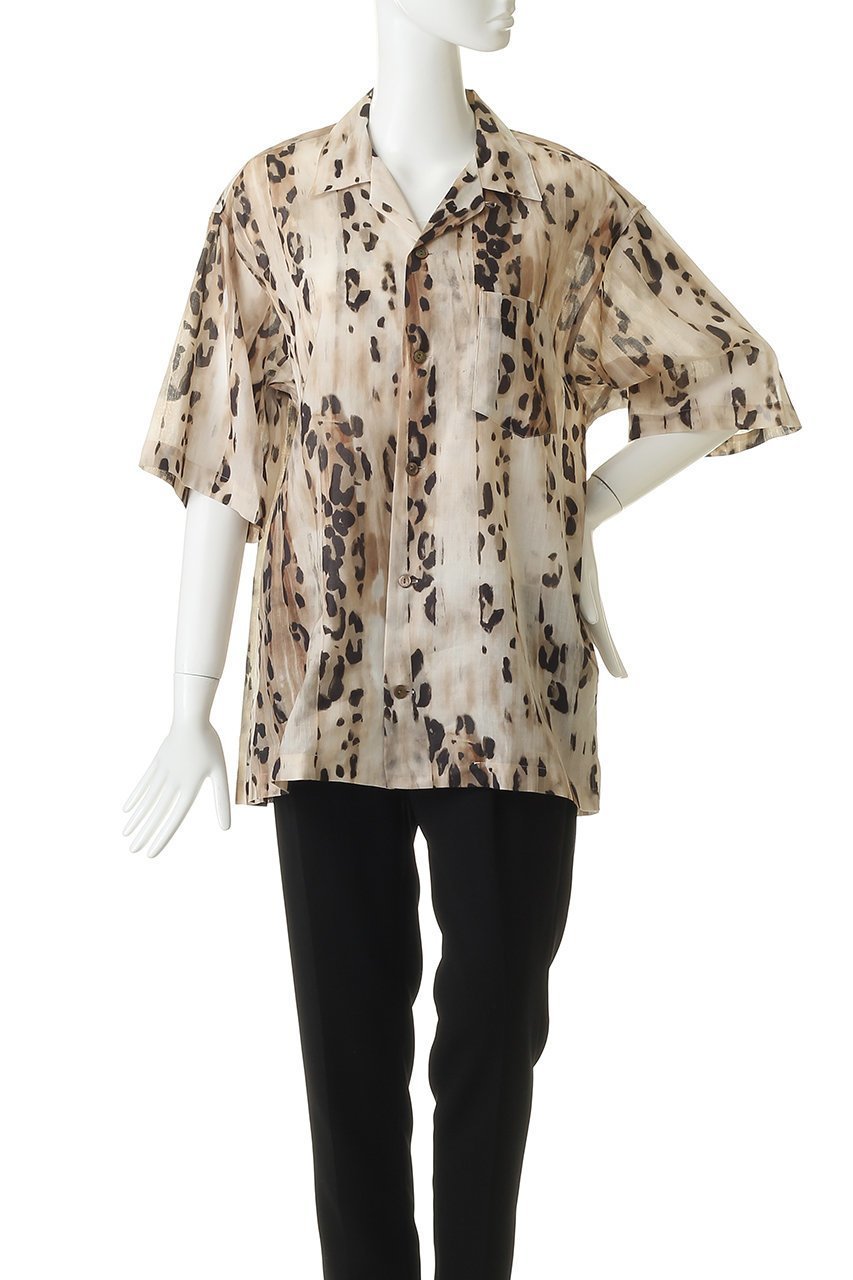 【エリオポール/heliopole】の【COUTURE D ADAM】LEOPARD オープンカラーシャツ 人気、トレンドファッション・服の通販 founy(ファニー) 　ファッション　Fashion　レディースファッション　Fashion for Women　トップス・カットソー　Cut & Sew Tops　シャツ・ブラウス・オフィスカジュアル　Elegant Blouses & Button-Ups　おすすめ　Recommended / Our Picks　エレガント 上品　Elegant　シアー　Sheer, See-Through　ショート　Short, Short Length　スリーブ　Sleeve, Long Sleeve / Short Sleeve　フロント　Front, Front Design　レオパード　Leopard, Animal Print　other-2|ID: prp329100004904960 ipo3291000000036717195