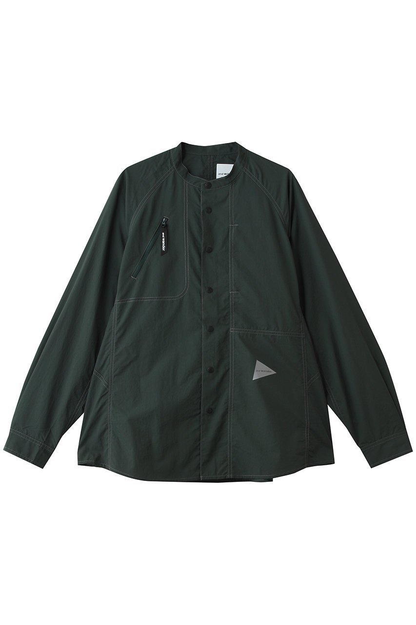 【アンドワンダー/and wander / MEN】の【MEN】ストレッチ リップ バンド カラー シャツ インテリア・キッズ・メンズ・レディースファッション・服の通販 founy(ファニー) 　ファッション　Fashion　メンズファッション　Fashion for Men　アウトドア　Outdoor Clothing　ストレッチ　Stretch, Stretchy Fabric　スリーブ　Sleeve, Long Sleeve / Short Sleeve　ミックス　Mix, Mixed Style　リップ　Lip, Lip Motif　ロング　Long, Long-Length　ダークグリーン|ID: prp329100004904961 ipo3291000000036717229