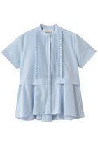 【マリリンムーン/MARILYN MOON】のタックフリルフレアハーフスリーブシャツ 人気、トレンドファッション・服の通販 founy(ファニー) ファッション Fashion レディースファッション Fashion for Women トップス・カットソー Cut & Sew Tops シャツ・ブラウス・オフィスカジュアル Elegant Blouses & Button-Ups オケージョン Occasion Wear ショート Short, Short Length スリーブ Sleeve, Long Sleeve / Short Sleeve フリル Frill, Ruffle フレア Flare, Flared エレガント 上品 Elegant 夏 Summer 新作・新入荷 New Arrivals / New In thumbnail サックス|ID: prp329100004904979 ipo3291000000036717530