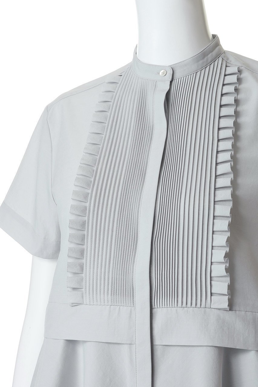 【マリリンムーン/MARILYN MOON】のタックフリルフレアハーフスリーブシャツ 人気、トレンドファッション・服の通販 founy(ファニー) 　ファッション　Fashion　レディースファッション　Fashion for Women　トップス・カットソー　Cut & Sew Tops　シャツ・ブラウス・オフィスカジュアル　Elegant Blouses & Button-Ups　オケージョン　Occasion Wear　ショート　Short, Short Length　スリーブ　Sleeve, Long Sleeve / Short Sleeve　フリル　Frill, Ruffle　フレア　Flare, Flared　エレガント 上品　Elegant　夏　Summer　新作・新入荷　New Arrivals / New In　other-5|ID: prp329100004904979 ipo3291000000036717535