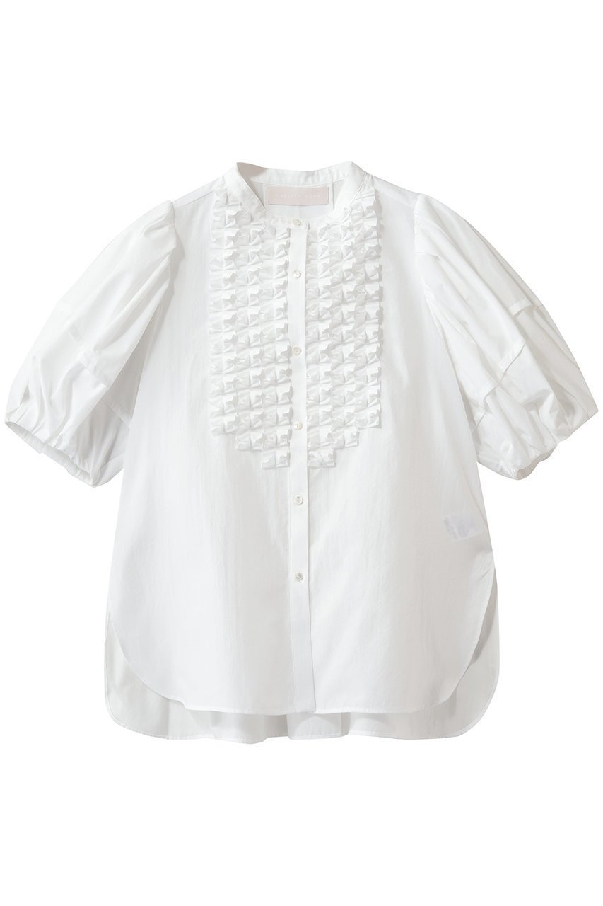 【マリリンムーン/MARILYN MOON】のモダンタックフリルボリュームスリーブブラウス インテリア・キッズ・メンズ・レディースファッション・服の通販 founy(ファニー) 　ファッション　Fashion　レディースファッション　Fashion for Women　トップス・カットソー　Cut & Sew Tops　シャツ・ブラウス・オフィスカジュアル　Elegant Blouses & Button-Ups　ボリューム袖・フリルスリーブブラウス　Voluminous & Ruffle Sleeves / Puffy Sleeve Tops　アクセサリー　Fashion Accessories　ショート　Short, Short Length　スリーブ　Sleeve, Long Sleeve / Short Sleeve　バランス　Balance, Style Balance　夏　Summer　新作・新入荷　New Arrivals / New In　ホワイト|ID: prp329100004904980 ipo3291000000036717539