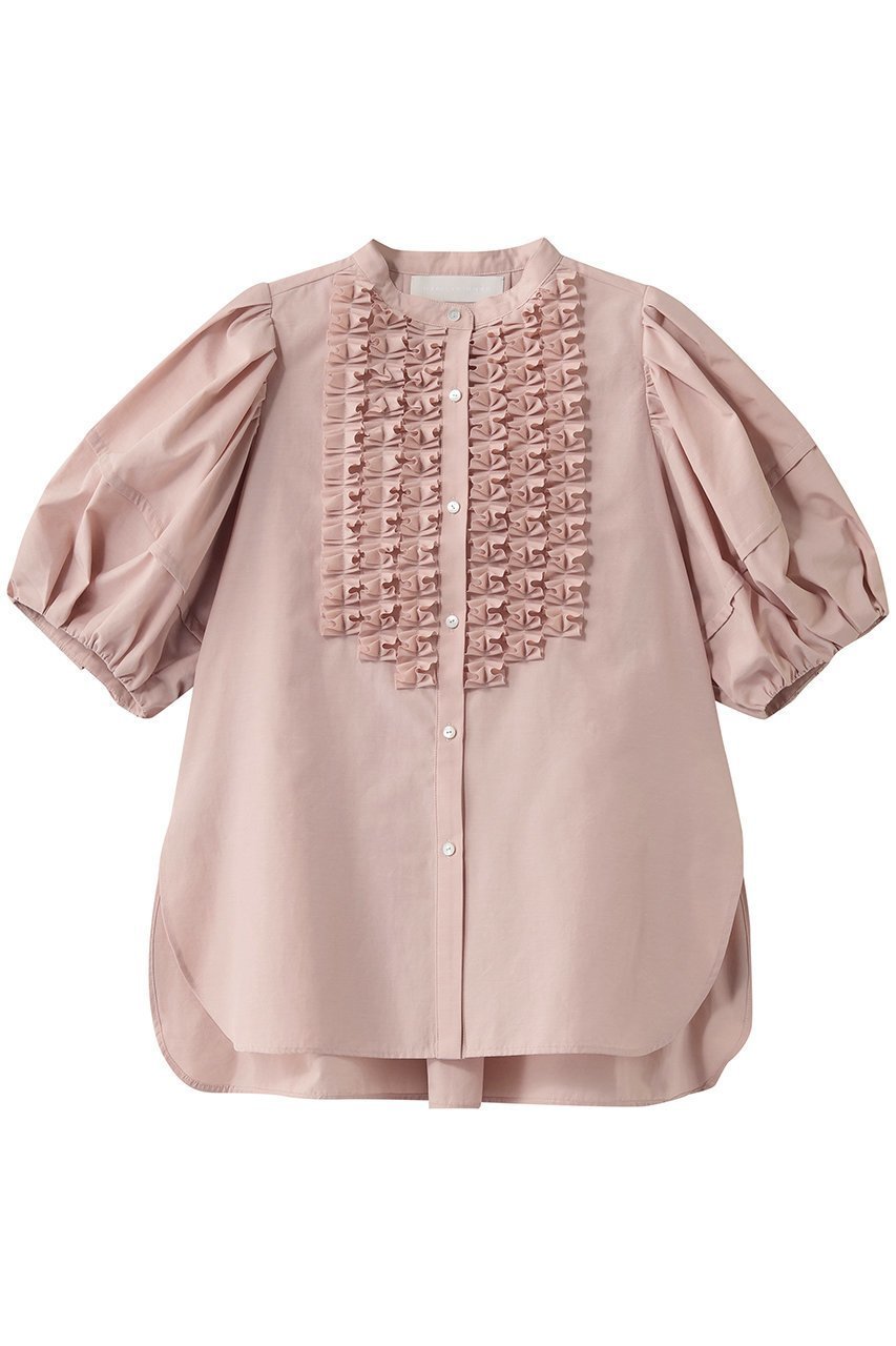 【マリリンムーン/MARILYN MOON】のモダンタックフリルボリュームスリーブブラウス インテリア・キッズ・メンズ・レディースファッション・服の通販 founy(ファニー) 　ファッション　Fashion　レディースファッション　Fashion for Women　トップス・カットソー　Cut & Sew Tops　シャツ・ブラウス・オフィスカジュアル　Elegant Blouses & Button-Ups　ボリューム袖・フリルスリーブブラウス　Voluminous & Ruffle Sleeves / Puffy Sleeve Tops　アクセサリー　Fashion Accessories　ショート　Short, Short Length　スリーブ　Sleeve, Long Sleeve / Short Sleeve　バランス　Balance, Style Balance　夏　Summer　新作・新入荷　New Arrivals / New In　ダスティピンク|ID: prp329100004904980 ipo3291000000036717540