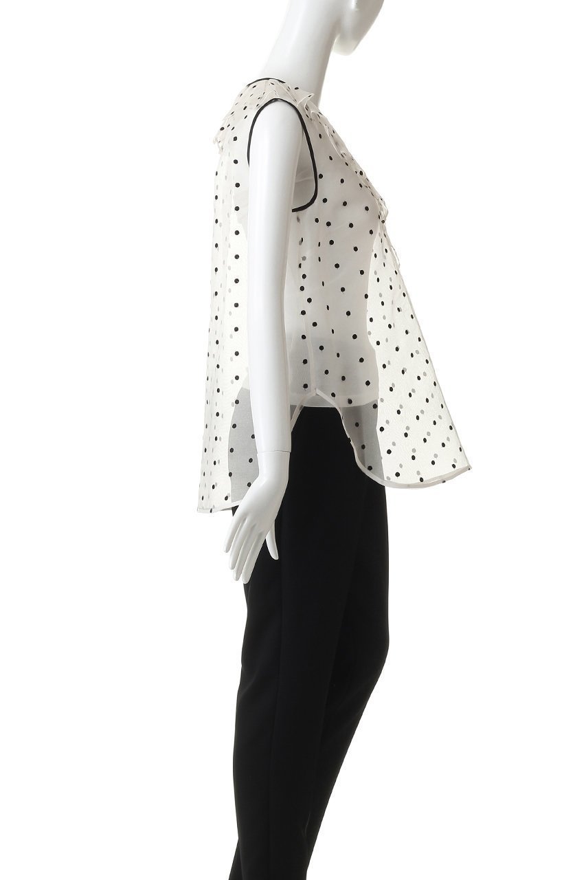 【デパリエ/DEPAREILLE】のドットオーガンジースリーブブラウス 人気、トレンドファッション・服の通販 founy(ファニー) 　ファッション　Fashion　レディースファッション　Fashion for Women　トップス・カットソー　Cut & Sew Tops　キャミソール&ノースリーブ　Camisoles & Sleeveless Tops　シャツ・ブラウス・オフィスカジュアル　Elegant Blouses & Button-Ups　おすすめ　Recommended / Our Picks　オーガンジー　Organza Fabric　カーディガン　Cardigan, Knitwear　シルク　Silk, 100% Silk　ジャケット　Jacket, Outerwear　デニム　Denim, Jeans Material　ドット　Polka Dot, Dot Pattern　ノースリーブ　Sleeveless, No-Sleeve　パーティ　Party, Party Style　フェミニン　Feminine, Girly　フリル　Frill, Ruffle　other-3|ID: prp329100004904982 ipo3291000000036717560