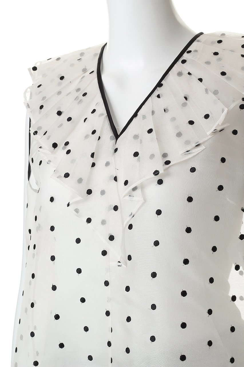 【デパリエ/DEPAREILLE】のドットオーガンジースリーブブラウス 人気、トレンドファッション・服の通販 founy(ファニー) 　ファッション　Fashion　レディースファッション　Fashion for Women　トップス・カットソー　Cut & Sew Tops　キャミソール&ノースリーブ　Camisoles & Sleeveless Tops　シャツ・ブラウス・オフィスカジュアル　Elegant Blouses & Button-Ups　おすすめ　Recommended / Our Picks　オーガンジー　Organza Fabric　カーディガン　Cardigan, Knitwear　シルク　Silk, 100% Silk　ジャケット　Jacket, Outerwear　デニム　Denim, Jeans Material　ドット　Polka Dot, Dot Pattern　ノースリーブ　Sleeveless, No-Sleeve　パーティ　Party, Party Style　フェミニン　Feminine, Girly　フリル　Frill, Ruffle　other-5|ID: prp329100004904982 ipo3291000000036717562