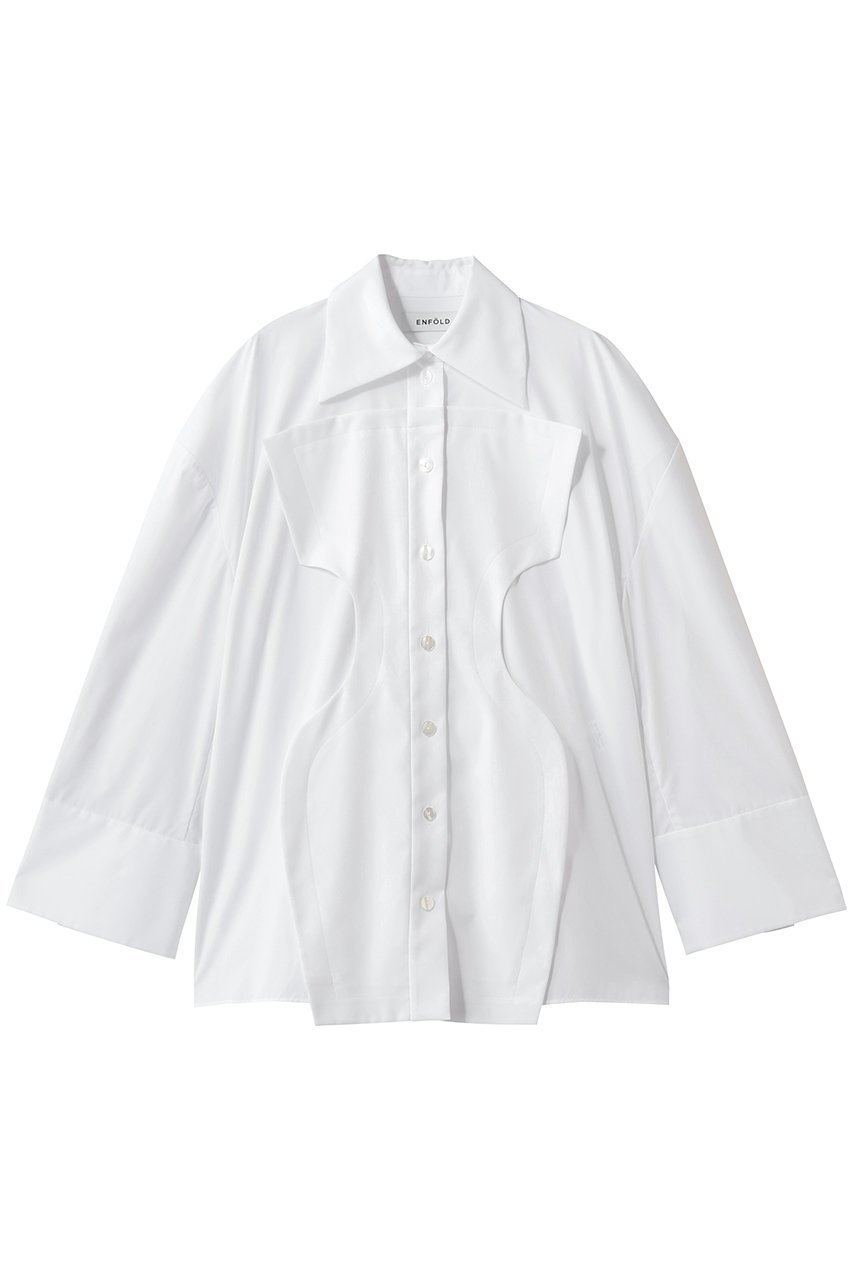 【エンフォルド/ENFOLD】のSILHOUETTE BIG SHIRT インテリア・キッズ・メンズ・レディースファッション・服の通販 founy(ファニー) 　ファッション　Fashion　レディースファッション　Fashion for Women　トップス・カットソー　Cut & Sew Tops　シャツ・ブラウス・オフィスカジュアル　Elegant Blouses & Button-Ups　おすすめ　Recommended / Our Picks　シェイプ　Shape, Slim Fit　スリーブ　Sleeve, Long Sleeve / Short Sleeve　セットアップ　Set-Up, Coordinated Outfit　バランス　Balance, Style Balance　プリーツ　Pleats, Pleated　ロング　Long, Long-Length　ホワイト|ID: prp329100004904987 ipo3291000000036717592