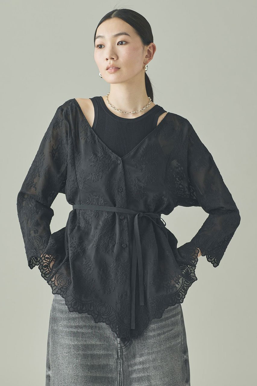 【カレンソロジー/Curensology】のレース2WAYギャザーブラウス 人気、トレンドファッション・服の通販 founy(ファニー) 　ファッション　Fashion　レディースファッション　Fashion for Women　トップス・カットソー　Cut & Sew Tops　シャツ・ブラウス・オフィスカジュアル　Elegant Blouses & Button-Ups　エアリー　Airy Texture　ギャザー　Gathered, Ruffled　スリーブ　Sleeve, Long Sleeve / Short Sleeve　タイトスカート　Pencil Skirt, Tight Skirt　リボン　Ribbon, Bow　レース　Lace, Lace Fabric　ロング　Long, Long-Length　 other-1|ID: prp329100004904993 ipo3291000000036717638