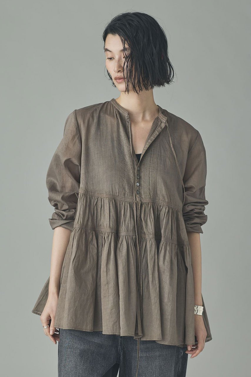 【カレンソロジー/Curensology】のCオーガンGTRブラウス インテリア・キッズ・メンズ・レディースファッション・服の通販 founy(ファニー) 　ファッション　Fashion　レディースファッション　Fashion for Women　トップス・カットソー　Cut & Sew Tops　シャツ・ブラウス・オフィスカジュアル　Elegant Blouses & Button-Ups　インド　Indian Textile　オーガンジー　Organza Fabric　スリーブ　Sleeve, Long Sleeve / Short Sleeve　フォーマル　Formal, Dressy　ロング　Long, Long-Length　グレー|ID: prp329100004904995 ipo3291000000036717662