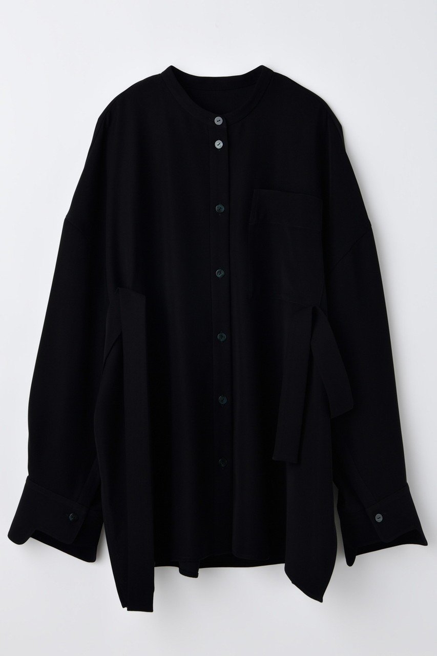 【エンフォルド/ENFOLD】のMANY-STYLE OVER SHIRT インテリア・キッズ・メンズ・レディースファッション・服の通販 founy(ファニー) 　ファッション　Fashion　レディースファッション　Fashion for Women　トップス・カットソー　Cut & Sew Tops　シャツ・ブラウス・オフィスカジュアル　Elegant Blouses & Button-Ups　スリーブ　Sleeve, Long Sleeve / Short Sleeve　リボン　Ribbon, Bow　ロング　Long, Long-Length　定番　Standard, Basic Item　羽織　Haori, Light Jacket　ブラック|ID: prp329100004905017 ipo3291000000036717855