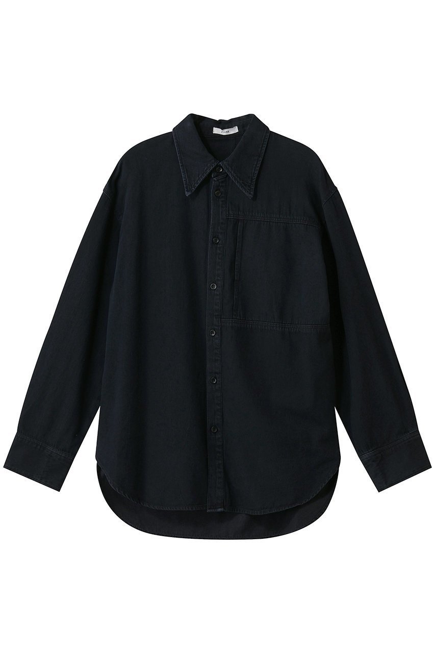 【クラネ/CLANE】のCOMPACT DENIM SHIRTS インテリア・キッズ・メンズ・レディースファッション・服の通販 founy(ファニー) 　ファッション　Fashion　レディースファッション　Fashion for Women　トップス・カットソー　Cut & Sew Tops　シャツ・ブラウス・オフィスカジュアル　Elegant Blouses & Button-Ups　インナー　Innerwear　コンパクト　Compact, Small Size　スウェット / スエット　Sweatshirt, Sweatwear　スリーブ　Sleeve, Long Sleeve / Short Sleeve　デニム　Denim, Jeans Material　ポケット　Pocket, Pocket Detail　ロング　Long, Long-Length　BLACK|ID: prp329100004905024 ipo3291000000036717908