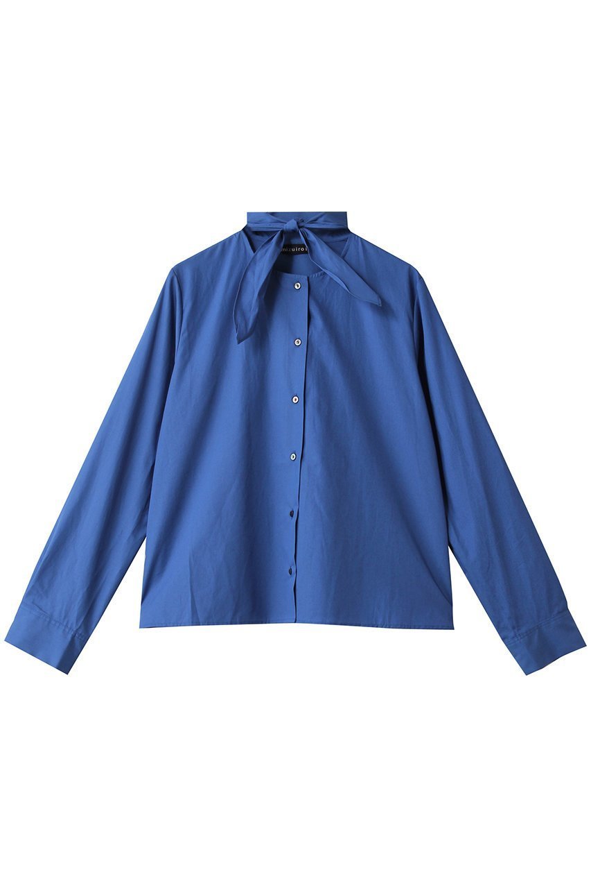 【ミズイロ インド/mizuiro ind】のリボンタイシャツ インテリア・キッズ・メンズ・レディースファッション・服の通販 founy(ファニー) 　ファッション　Fashion　レディースファッション　Fashion for Women　トップス・カットソー　Cut & Sew Tops　シャツ・ブラウス・オフィスカジュアル　Elegant Blouses & Button-Ups　ショート　Short, Short Length　シンプル　Simple, Minimal　スリーブ　Sleeve, Long Sleeve / Short Sleeve　トレンド　Trend, Trending Now　フレア　Flare, Flared　ボトム　Bottoms, Lower Wear　リボン　Ribbon, Bow　ロング　Long, Long-Length　ワイド　Wide, Wide Fit　エレガント 上品　Elegant　blue|ID: prp329100004905039 ipo3291000000036718092