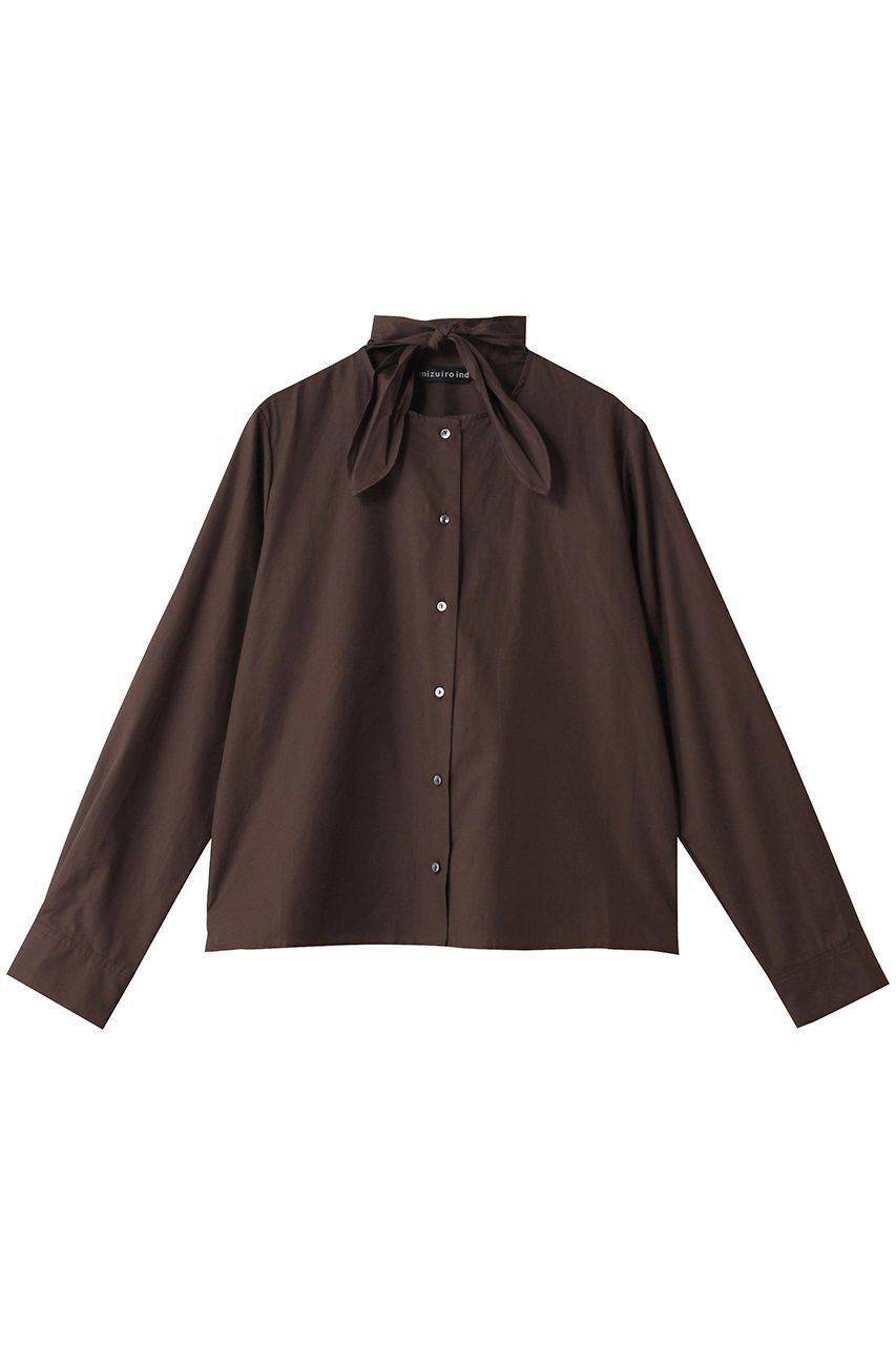 【ミズイロ インド/mizuiro ind】のリボンタイシャツ インテリア・キッズ・メンズ・レディースファッション・服の通販 founy(ファニー) 　ファッション　Fashion　レディースファッション　Fashion for Women　トップス・カットソー　Cut & Sew Tops　シャツ・ブラウス・オフィスカジュアル　Elegant Blouses & Button-Ups　ショート　Short, Short Length　シンプル　Simple, Minimal　スリーブ　Sleeve, Long Sleeve / Short Sleeve　トレンド　Trend, Trending Now　フレア　Flare, Flared　ボトム　Bottoms, Lower Wear　リボン　Ribbon, Bow　ロング　Long, Long-Length　ワイド　Wide, Wide Fit　エレガント 上品　Elegant　brown|ID: prp329100004905039 ipo3291000000036718093