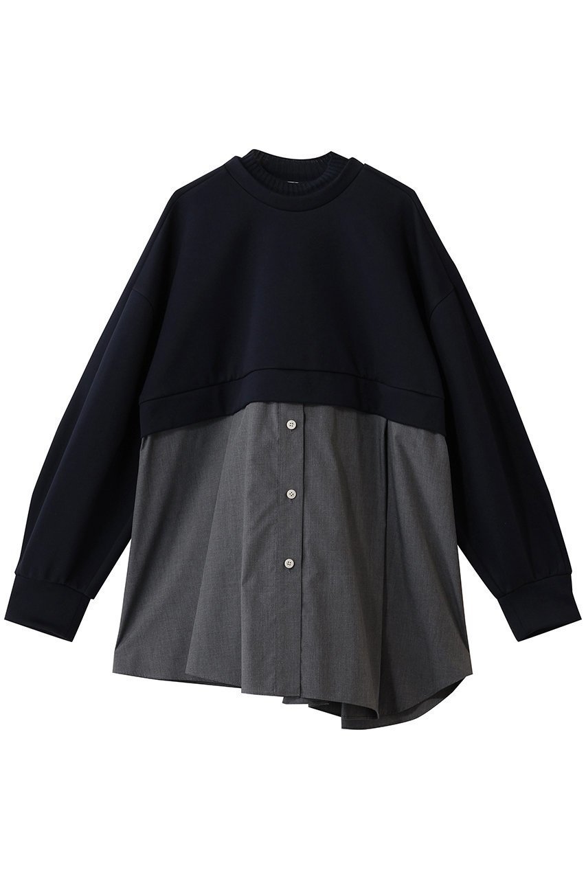 【ナゴンスタンス/nagonstans】のshirt layered round pullover インテリア・キッズ・メンズ・レディースファッション・服の通販 founy(ファニー) ファッション Fashion レディースファッション Fashion for Women トップス・カットソー Cut & Sew Tops シャツ・ブラウス・オフィスカジュアル Elegant Blouses & Button-Ups カジュアルプルオーバー・ニットトップス Pullovers & Knit Tops / Casual Pullovers クロップド Cropped, Short Length スリーブ Sleeve, Long Sleeve / Short Sleeve ドッキング Docking, Mixed Material バランス Balance, Style Balance ロング Long, Long-Length Space|ID: prp329100004905041 ipo3291000000036718116