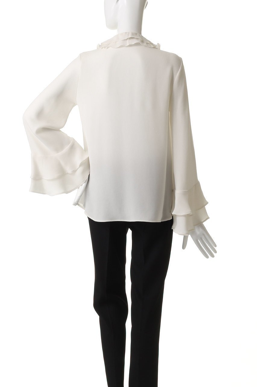 【ジェイドット/j.】のドレープアセテートフリルブラウス 人気、トレンドファッション・服の通販 founy(ファニー) 　ファッション　Fashion　レディースファッション　Fashion for Women　トップス・カットソー　Cut & Sew Tops　シャツ・ブラウス・オフィスカジュアル　Elegant Blouses & Button-Ups　スラックス　Slacks, Dress Pants　スリーブ　Sleeve, Long Sleeve / Short Sleeve　デニム　Denim, Jeans Material　ドレープ　Drape, Draping Fabric　フリル　Frill, Ruffle　フレア　Flare, Flared　ロング　Long, Long-Length　other-4|ID: prp329100004905055 ipo3291000000036718226