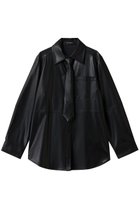 【メゾンスペシャル/MAISON SPECIAL】のsynthetic Leather Tie Shirt/フェイクレザーネクタイシャツ 人気、トレンドファッション・服の通販 founy(ファニー) ファッション Fashion レディースファッション Fashion for Women トップス・カットソー Cut & Sew Tops シャツ・ブラウス・オフィスカジュアル Elegant Blouses & Button-Ups インナー Innerwear スリーブ Sleeve, Long Sleeve / Short Sleeve フェイクレザー Faux Leather, PU Leather マニッシュ Mannish, Boyish ロング Long, Long-Length エレガント 上品 Elegant 冬 Winter / This Winter thumbnail BLK(ブラック)|ID: prp329100004905068 ipo3291000000036718350