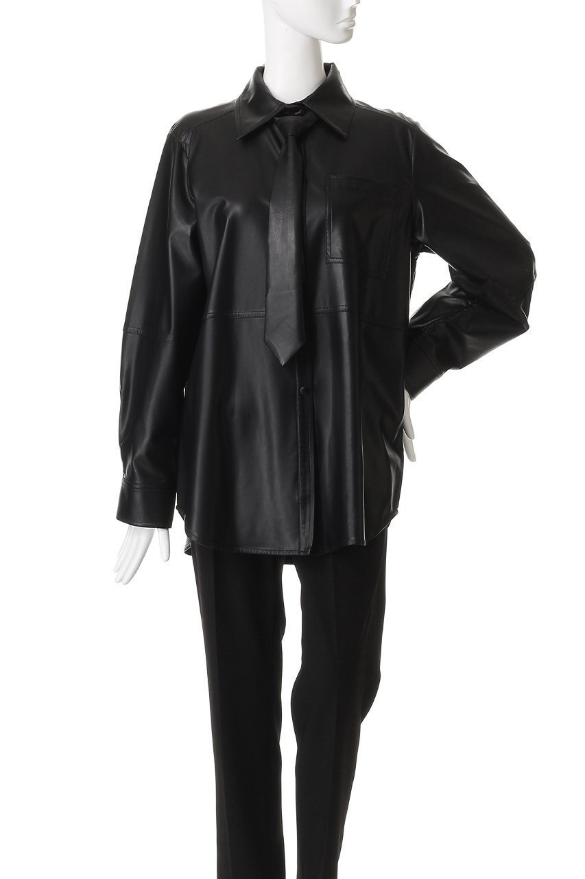 【メゾンスペシャル/MAISON SPECIAL】のsynthetic Leather Tie Shirt/フェイクレザーネクタイシャツ 人気、トレンドファッション・服の通販 founy(ファニー) 　ファッション　Fashion　レディースファッション　Fashion for Women　トップス・カットソー　Cut & Sew Tops　シャツ・ブラウス・オフィスカジュアル　Elegant Blouses & Button-Ups　インナー　Innerwear　スリーブ　Sleeve, Long Sleeve / Short Sleeve　フェイクレザー　Faux Leather, PU Leather　マニッシュ　Mannish, Boyish　ロング　Long, Long-Length　エレガント 上品　Elegant　冬　Winter / This Winter　other-2|ID: prp329100004905068 ipo3291000000036718352
