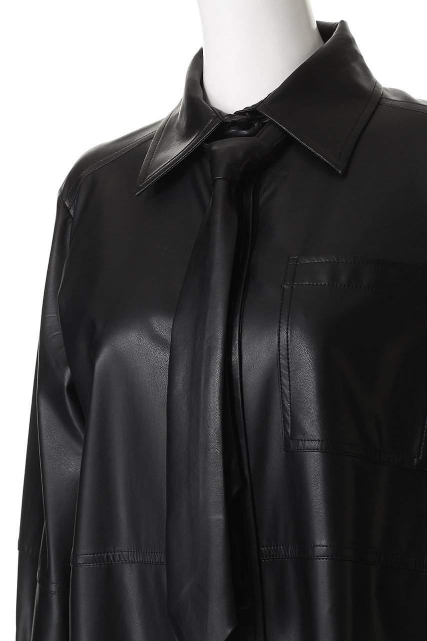 【メゾンスペシャル/MAISON SPECIAL】のsynthetic Leather Tie Shirt/フェイクレザーネクタイシャツ 人気、トレンドファッション・服の通販 founy(ファニー) 　ファッション　Fashion　レディースファッション　Fashion for Women　トップス・カットソー　Cut & Sew Tops　シャツ・ブラウス・オフィスカジュアル　Elegant Blouses & Button-Ups　インナー　Innerwear　スリーブ　Sleeve, Long Sleeve / Short Sleeve　フェイクレザー　Faux Leather, PU Leather　マニッシュ　Mannish, Boyish　ロング　Long, Long-Length　エレガント 上品　Elegant　冬　Winter / This Winter　other-5|ID: prp329100004905068 ipo3291000000036718355