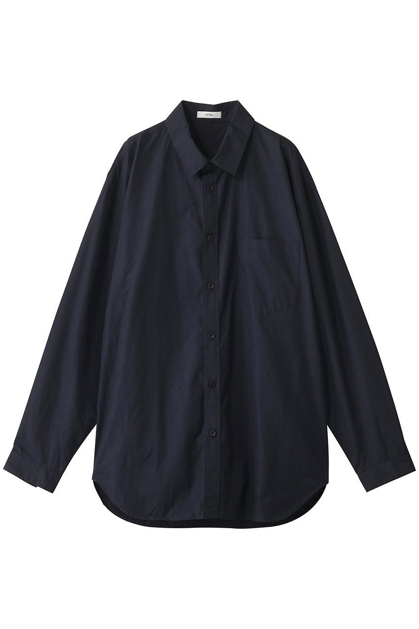 【エイトン/ATON】の【UNISEX】SUVIN ブロード ウォッシュド シャツ インテリア・キッズ・メンズ・レディースファッション・服の通販 founy(ファニー) 　ファッション　Fashion　レディースファッション　Fashion for Women　トップス・カットソー　Cut & Sew Tops　シャツ・ブラウス・オフィスカジュアル　Elegant Blouses & Button-Ups　ユニセックス　Unisex, Genderless　スリーブ　Sleeve, Long Sleeve / Short Sleeve　タンブラー　Tumbler, Travel Mug　ドレス　Dress, One-Piece　ブロード　Broadcloth, Fine Cotton　ロング　Long, Long-Length　ネイビー|ID: prp329100004905073 ipo3291000000036718392