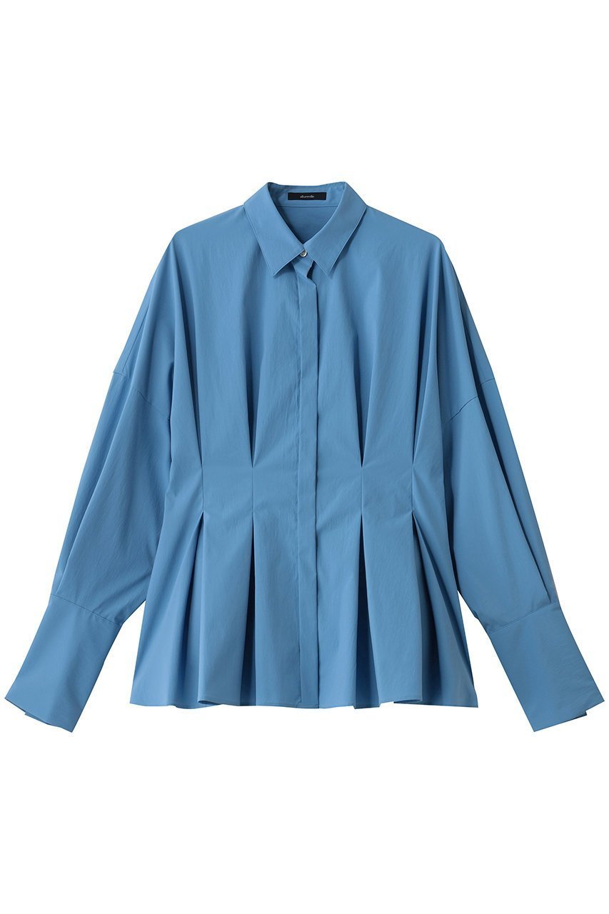 【アルアバイル/allureville】のフレアカフスタックブラウス インテリア・キッズ・メンズ・レディースファッション・服の通販 founy(ファニー) 　ファッション　Fashion　レディースファッション　Fashion for Women　トップス・カットソー　Cut & Sew Tops　シャツ・ブラウス・オフィスカジュアル　Elegant Blouses & Button-Ups　エレガント 上品　Elegant　カフス　Cuff Design　クラシック　Classic, Timeless Style　スリーブ　Sleeve, Long Sleeve / Short Sleeve　タイプライター　Typewriter Fabric, Crisp Cotton　ダブル　Double, Double-Breasted　デニム　Denim, Jeans Material　ドレス　Dress, One-Piece　ロング　Long, Long-Length　ブルー|ID: prp329100004905078 ipo3291000000036718428