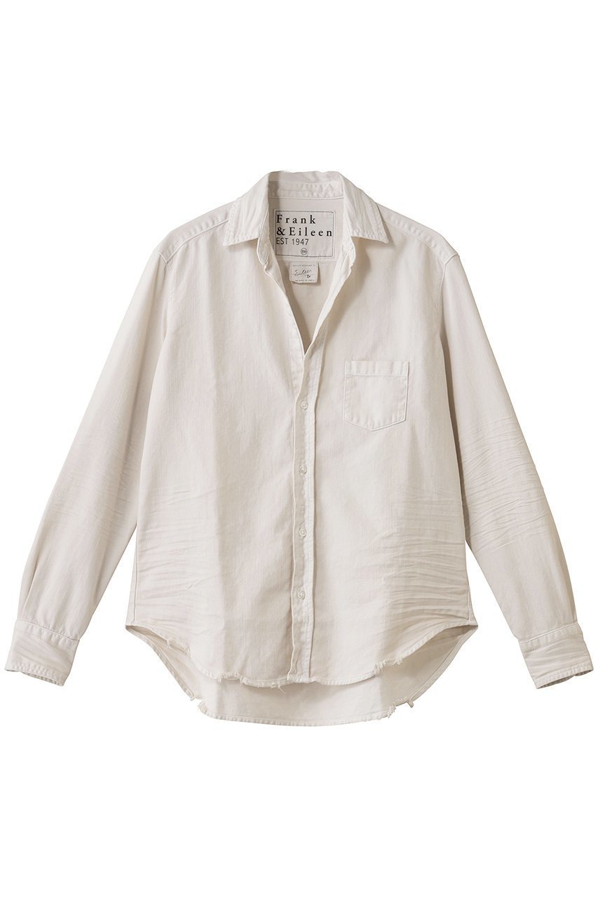 【フランク&アイリーン/Frank&Eileen】のEILEEN イタリアンフェイマスカラーデニム シャツ インテリア・キッズ・メンズ・レディースファッション・服の通販 founy(ファニー) 　ファッション　Fashion　レディースファッション　Fashion for Women　トップス・カットソー　Cut & Sew Tops　シャツ・ブラウス・オフィスカジュアル　Elegant Blouses & Button-Ups　コンパクト　Compact, Small Size　シンプル　Simple, Minimal　スリーブ　Sleeve, Long Sleeve / Short Sleeve　ダメージ　Distressed, Destroyed　デニム　Denim, Jeans Material　ポケット　Pocket, Pocket Detail　ロング　Long, Long-Length　定番　Standard, Basic Item　オフホワイト|ID: prp329100004905080 ipo3291000000036718445