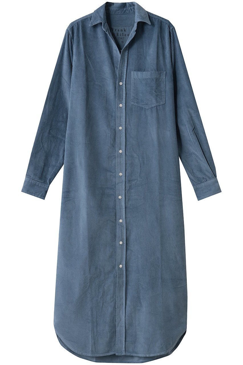 【フランク&アイリーン/Frank&Eileen】のRORY イタリアンコーデュロイ ロングシャツ インテリア・キッズ・メンズ・レディースファッション・服の通販 founy(ファニー) 　ファッション　Fashion　レディースファッション　Fashion for Women　トップス・カットソー　Cut & Sew Tops　シャツ・ブラウス・オフィスカジュアル　Elegant Blouses & Button-Ups　コーデュロイ　Corduroy, Cord Fabric　スリーブ　Sleeve, Long Sleeve / Short Sleeve　ロング　Long, Long-Length　羽織　Haori, Light Jacket　ブルー|ID: prp329100004905081 ipo3291000000036718455