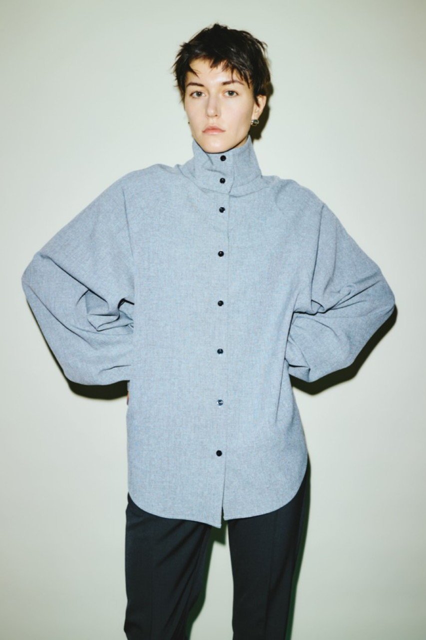 【リムアーク/RIM.ARK】のSuper volume sleeve SH/シャツ 人気、トレンドファッション・服の通販 founy(ファニー) 　ファッション　Fashion　レディースファッション　Fashion for Women　トップス・カットソー　Cut & Sew Tops　シャツ・ブラウス・オフィスカジュアル　Elegant Blouses & Button-Ups　ボリューム袖・フリルスリーブブラウス　Voluminous & Ruffle Sleeves / Puffy Sleeve Tops　エレガント 上品　Elegant　シャンブレー　Chambray, Denim-Like Fabric　シンプル　Simple, Minimal　スリーブ　Sleeve, Long Sleeve / Short Sleeve　ミックス　Mix, Mixed Style　ロング　Long, Long-Length　other-8|ID: prp329100004905105 ipo3291000000036718668