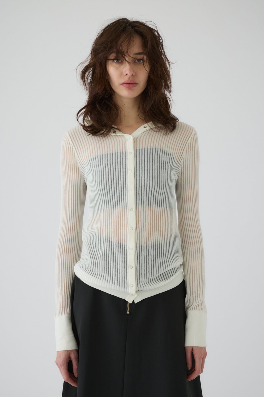 【リムアーク/RIM.ARK】のSheer ribbed hoodie/フーディ インテリア・キッズ・メンズ・レディースファッション・服の通販 founy(ファニー) 　ファッション　Fashion　レディースファッション　Fashion for Women　トップス・カットソー　Cut & Sew Tops　シャツ・ブラウス・オフィスカジュアル　Elegant Blouses & Button-Ups　インナー　Innerwear　シアー　Sheer, See-Through　スリーブ　Sleeve, Long Sleeve / Short Sleeve　ロング　Long, Long-Length　羽織　Haori, Light Jacket　ホワイト|ID: prp329100004905164 ipo3291000000036719181