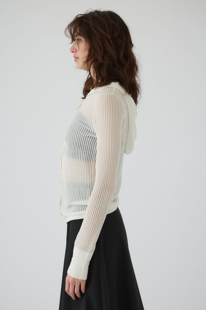 【リムアーク/RIM.ARK】のSheer ribbed hoodie/フーディ 人気、トレンドファッション・服の通販 founy(ファニー) 　ファッション　Fashion　レディースファッション　Fashion for Women　トップス・カットソー　Cut & Sew Tops　シャツ・ブラウス・オフィスカジュアル　Elegant Blouses & Button-Ups　インナー　Innerwear　シアー　Sheer, See-Through　スリーブ　Sleeve, Long Sleeve / Short Sleeve　ロング　Long, Long-Length　羽織　Haori, Light Jacket　other-3|ID: prp329100004905164 ipo3291000000036826170