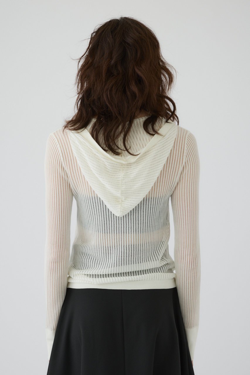 【リムアーク/RIM.ARK】のSheer ribbed hoodie/フーディ 人気、トレンドファッション・服の通販 founy(ファニー) 　ファッション　Fashion　レディースファッション　Fashion for Women　トップス・カットソー　Cut & Sew Tops　シャツ・ブラウス・オフィスカジュアル　Elegant Blouses & Button-Ups　インナー　Innerwear　シアー　Sheer, See-Through　スリーブ　Sleeve, Long Sleeve / Short Sleeve　ロング　Long, Long-Length　羽織　Haori, Light Jacket　other-4|ID: prp329100004905164 ipo3291000000036826171
