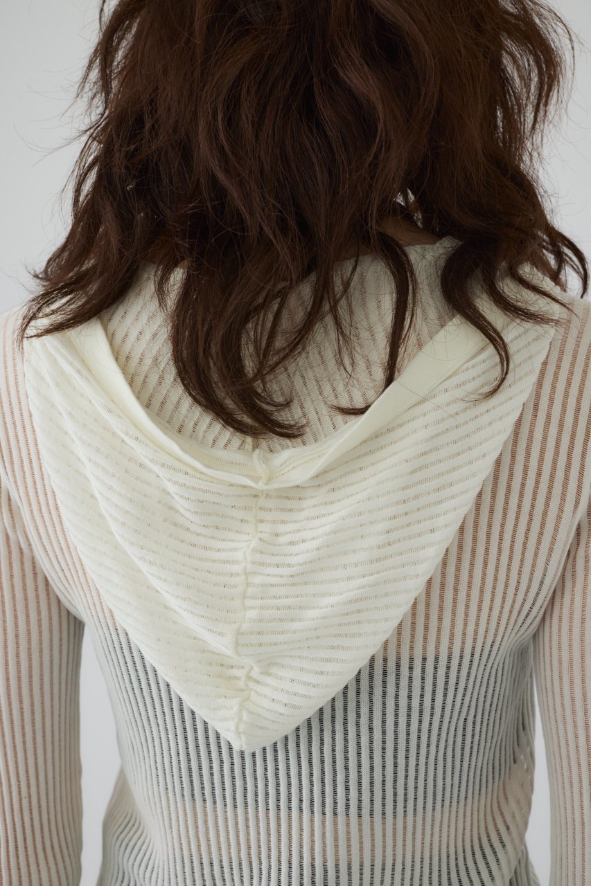 【リムアーク/RIM.ARK】のSheer ribbed hoodie/フーディ 人気、トレンドファッション・服の通販 founy(ファニー) 　ファッション　Fashion　レディースファッション　Fashion for Women　トップス・カットソー　Cut & Sew Tops　シャツ・ブラウス・オフィスカジュアル　Elegant Blouses & Button-Ups　インナー　Innerwear　シアー　Sheer, See-Through　スリーブ　Sleeve, Long Sleeve / Short Sleeve　ロング　Long, Long-Length　羽織　Haori, Light Jacket　other-5|ID: prp329100004905164 ipo3291000000036826172