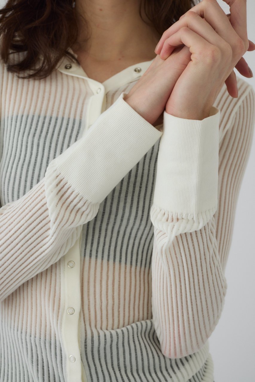 【リムアーク/RIM.ARK】のSheer ribbed hoodie/フーディ 人気、トレンドファッション・服の通販 founy(ファニー) 　ファッション　Fashion　レディースファッション　Fashion for Women　トップス・カットソー　Cut & Sew Tops　シャツ・ブラウス・オフィスカジュアル　Elegant Blouses & Button-Ups　インナー　Innerwear　シアー　Sheer, See-Through　スリーブ　Sleeve, Long Sleeve / Short Sleeve　ロング　Long, Long-Length　羽織　Haori, Light Jacket　other-8|ID: prp329100004905164 ipo3291000000036826175