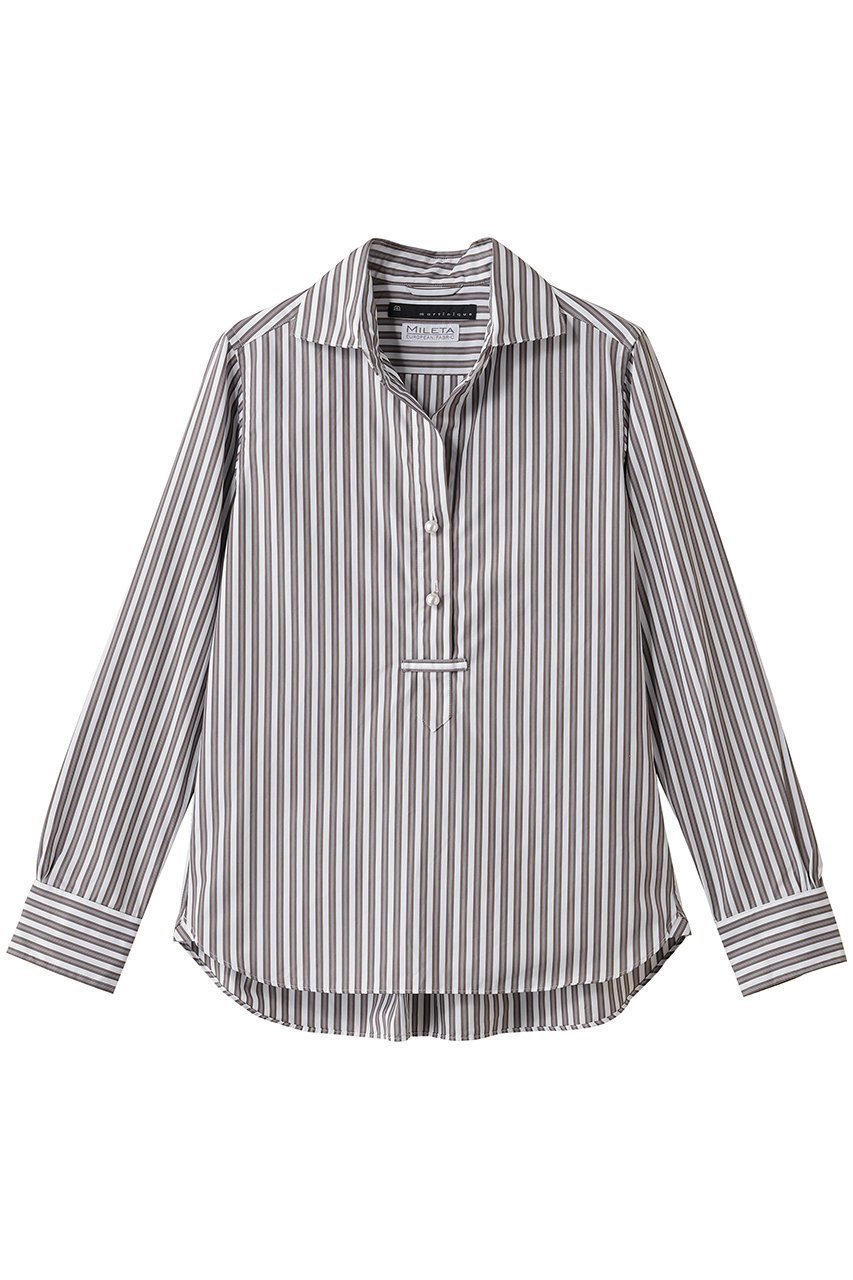 【マルティニーク/martinique】のブラウス インテリア・キッズ・メンズ・レディースファッション・服の通販 founy(ファニー) 　ファッション　Fashion　レディースファッション　Fashion for Women　トップス・カットソー　Cut & Sew Tops　シャツ・ブラウス・オフィスカジュアル　Elegant Blouses & Button-Ups　イタリア　Italy　スリーブ　Sleeve, Long Sleeve / Short Sleeve　パール　Pearl, Pearl Accent　ロング　Long, Long-Length　エレガント 上品　Elegant　定番　Standard, Basic Item　ストライプ|ID: prp329100004905185 ipo3291000000036719368