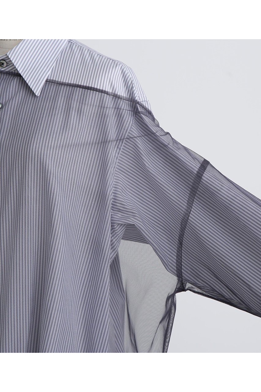 【ヒューエルミュージアム/hueLe Museum】の【STUMBLY】Sheer Organdy Combi Shirts 人気、トレンドファッション・服の通販 founy(ファニー) 　ファッション　Fashion　レディースファッション　Fashion for Women　トップス・カットソー　Cut & Sew Tops　シャツ・ブラウス・オフィスカジュアル　Elegant Blouses & Button-Ups　スピンドル　Spindle, Drawcord　スリーブ　Sleeve, Long Sleeve / Short Sleeve　チュール　Tulip, Tulip Motif　ドレス　Dress, One-Piece　マニッシュ　Mannish, Boyish　メンズ　Men's, Menswear　ロング　Long, Long-Length　other-3|ID: prp329100004905192 ipo3291000000036719432
