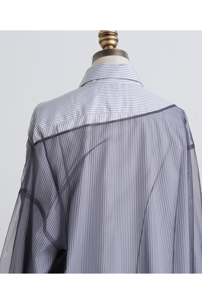 【ヒューエルミュージアム/hueLe Museum】の【STUMBLY】Sheer Organdy Combi Shirts 人気、トレンドファッション・服の通販 founy(ファニー) 　ファッション　Fashion　レディースファッション　Fashion for Women　トップス・カットソー　Cut & Sew Tops　シャツ・ブラウス・オフィスカジュアル　Elegant Blouses & Button-Ups　スピンドル　Spindle, Drawcord　スリーブ　Sleeve, Long Sleeve / Short Sleeve　チュール　Tulip, Tulip Motif　ドレス　Dress, One-Piece　マニッシュ　Mannish, Boyish　メンズ　Men's, Menswear　ロング　Long, Long-Length　other-5|ID: prp329100004905192 ipo3291000000036719434