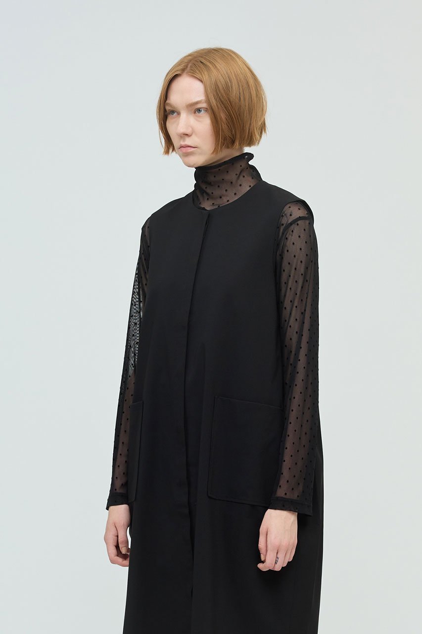 【ミズイロ インド/mizuiro ind】のメッシュドットハイネックプルオーバー 人気、トレンドファッション・服の通販 founy(ファニー) 　ファッション　Fashion　レディースファッション　Fashion for Women　トップス・カットソー　Cut & Sew Tops　シャツ・ブラウス・オフィスカジュアル　Elegant Blouses & Button-Ups　カジュアルプルオーバー・ニットトップス　Pullovers & Knit Tops / Casual Pullovers　インナー　Innerwear　キャミソール　Camisole, Spaghetti Strap Top　シンプル　Simple, Minimal　スウェット / スエット　Sweatshirt, Sweatwear　スリーブ　Sleeve, Long Sleeve / Short Sleeve　タンク　Tank Top, Sleeveless Top　ドット　Polka Dot, Dot Pattern　ハイネック　High Neck, Mock Neck　フェミニン　Feminine, Girly　メッシュ　Mesh, Net Fabric　ロング　Long, Long-Length　エレガント 上品　Elegant　other-8|ID: prp329100004905200 ipo3291000000036719502