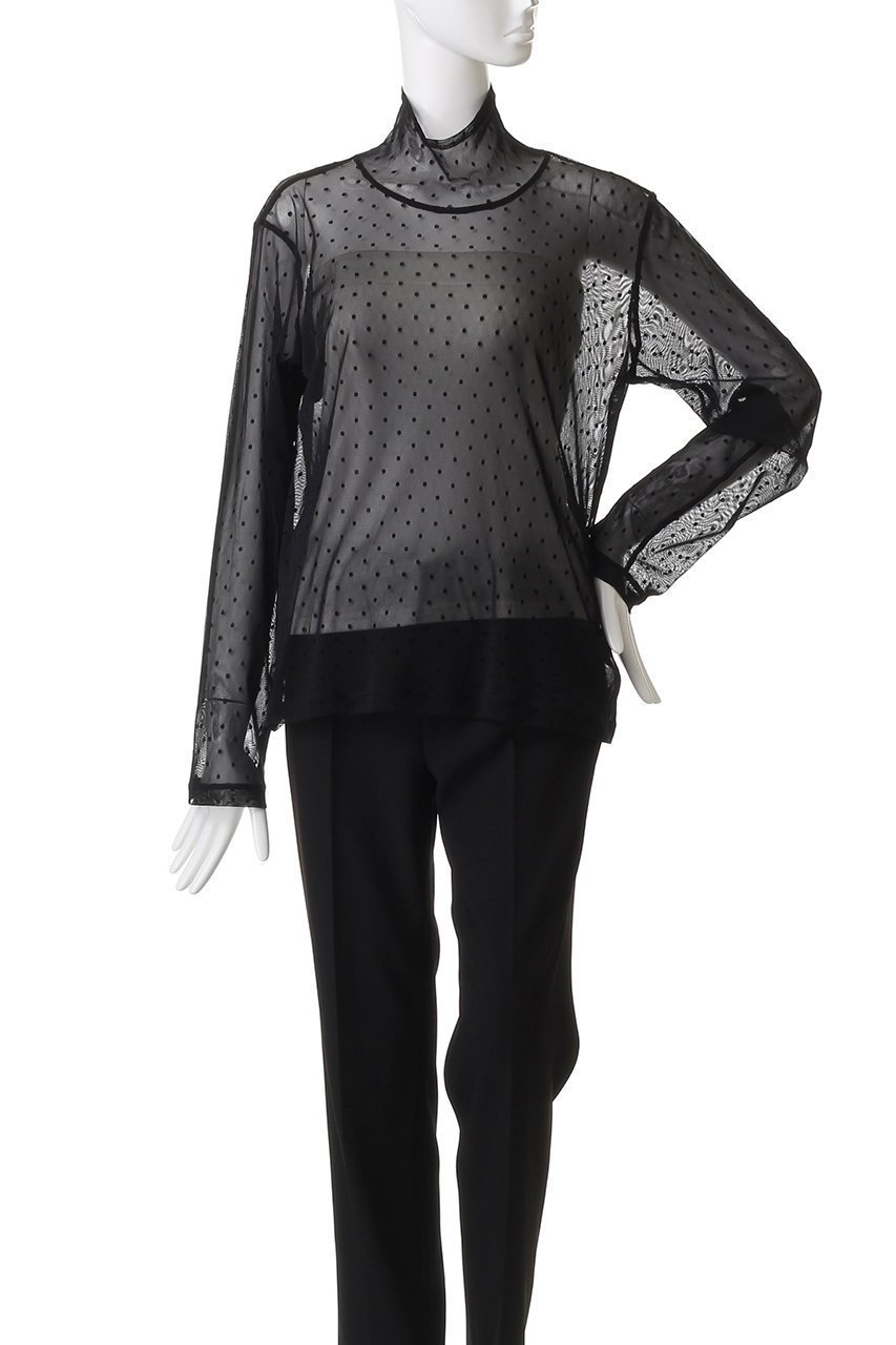 【ミズイロ インド/mizuiro ind】のメッシュドットハイネックプルオーバー 人気、トレンドファッション・服の通販 founy(ファニー) 　ファッション　Fashion　レディースファッション　Fashion for Women　トップス・カットソー　Cut & Sew Tops　シャツ・ブラウス・オフィスカジュアル　Elegant Blouses & Button-Ups　カジュアルプルオーバー・ニットトップス　Pullovers & Knit Tops / Casual Pullovers　インナー　Innerwear　キャミソール　Camisole, Spaghetti Strap Top　シンプル　Simple, Minimal　スウェット / スエット　Sweatshirt, Sweatwear　スリーブ　Sleeve, Long Sleeve / Short Sleeve　タンク　Tank Top, Sleeveless Top　ドット　Polka Dot, Dot Pattern　ハイネック　High Neck, Mock Neck　フェミニン　Feminine, Girly　メッシュ　Mesh, Net Fabric　ロング　Long, Long-Length　エレガント 上品　Elegant　other-2|ID: prp329100004905200 ipo3291000000036747410