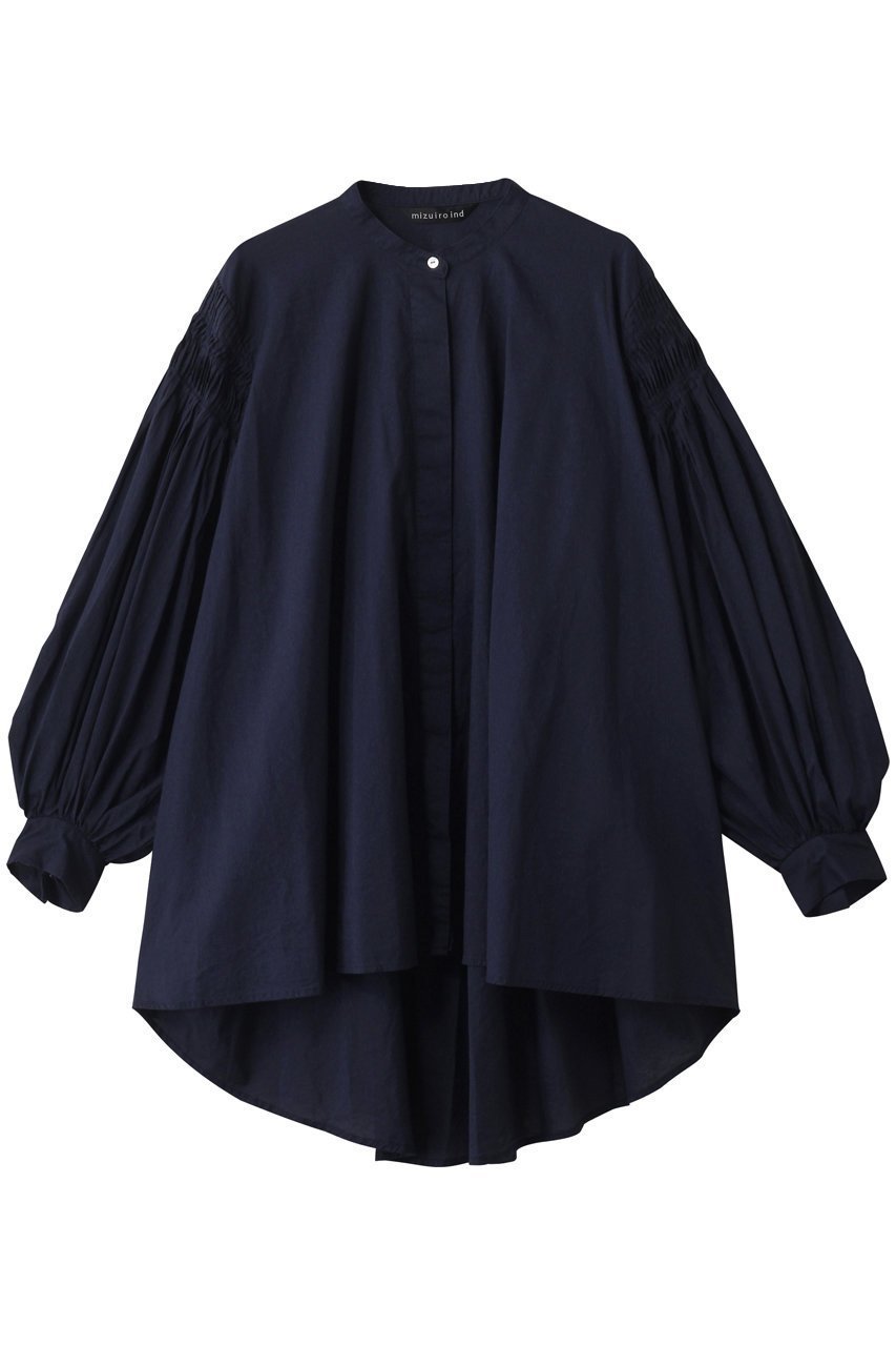 【ミズイロ インド/mizuiro ind】のピンタックパフスリーブシャツ 人気、トレンドファッション・服の通販 founy(ファニー) 　ファッション　Fashion　レディースファッション　Fashion for Women　トップス・カットソー　Cut & Sew Tops　シャツ・ブラウス・オフィスカジュアル　Elegant Blouses & Button-Ups　スリーブ　Sleeve, Long Sleeve / Short Sleeve　フェミニン　Feminine, Girly　ロング　Long, Long-Length　エレガント 上品　Elegant　 other-1|ID: prp329100004905201 ipo3291000000036719503