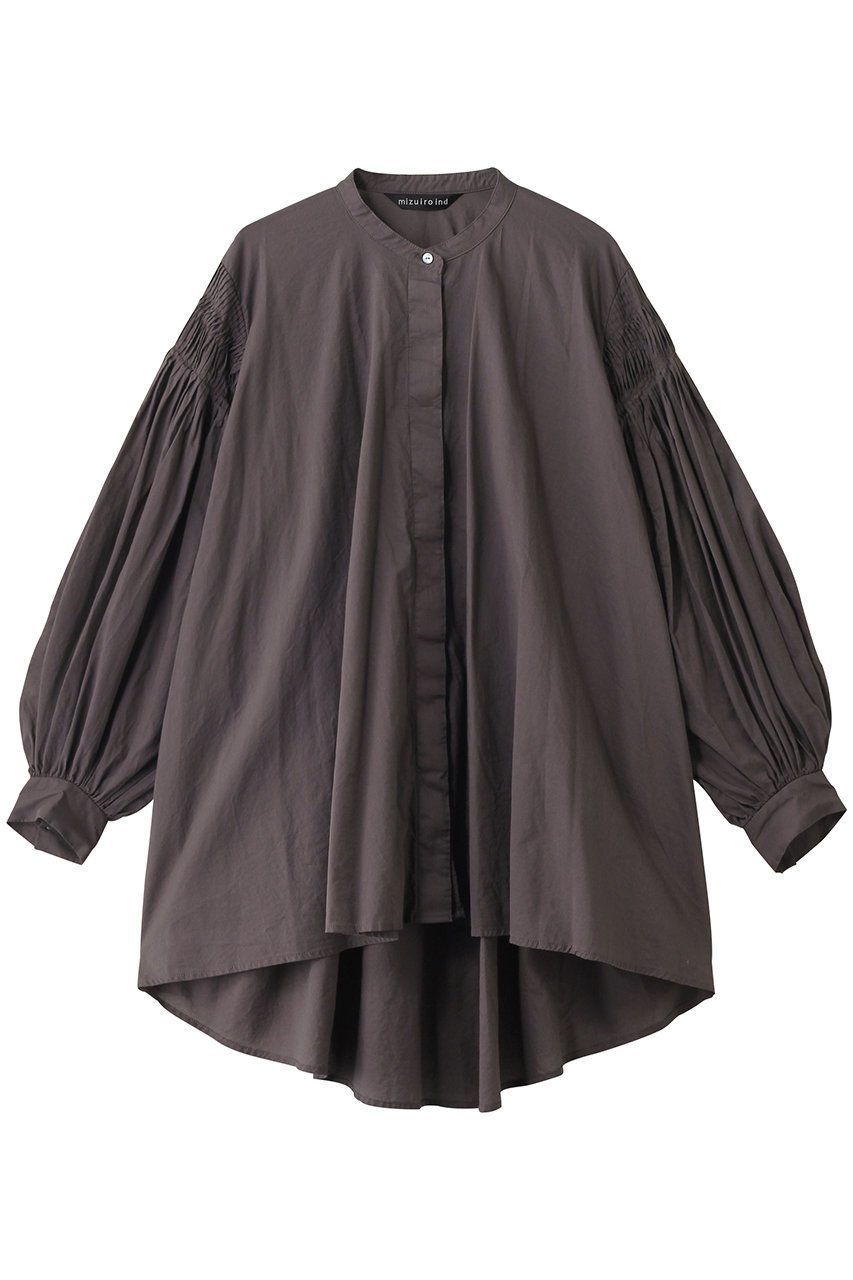 【ミズイロ インド/mizuiro ind】のピンタックパフスリーブシャツ インテリア・キッズ・メンズ・レディースファッション・服の通販 founy(ファニー) 　ファッション　Fashion　レディースファッション　Fashion for Women　トップス・カットソー　Cut & Sew Tops　シャツ・ブラウス・オフィスカジュアル　Elegant Blouses & Button-Ups　スリーブ　Sleeve, Long Sleeve / Short Sleeve　フェミニン　Feminine, Girly　ロング　Long, Long-Length　エレガント 上品　Elegant　gray|ID: prp329100004905201 ipo3291000000036719505