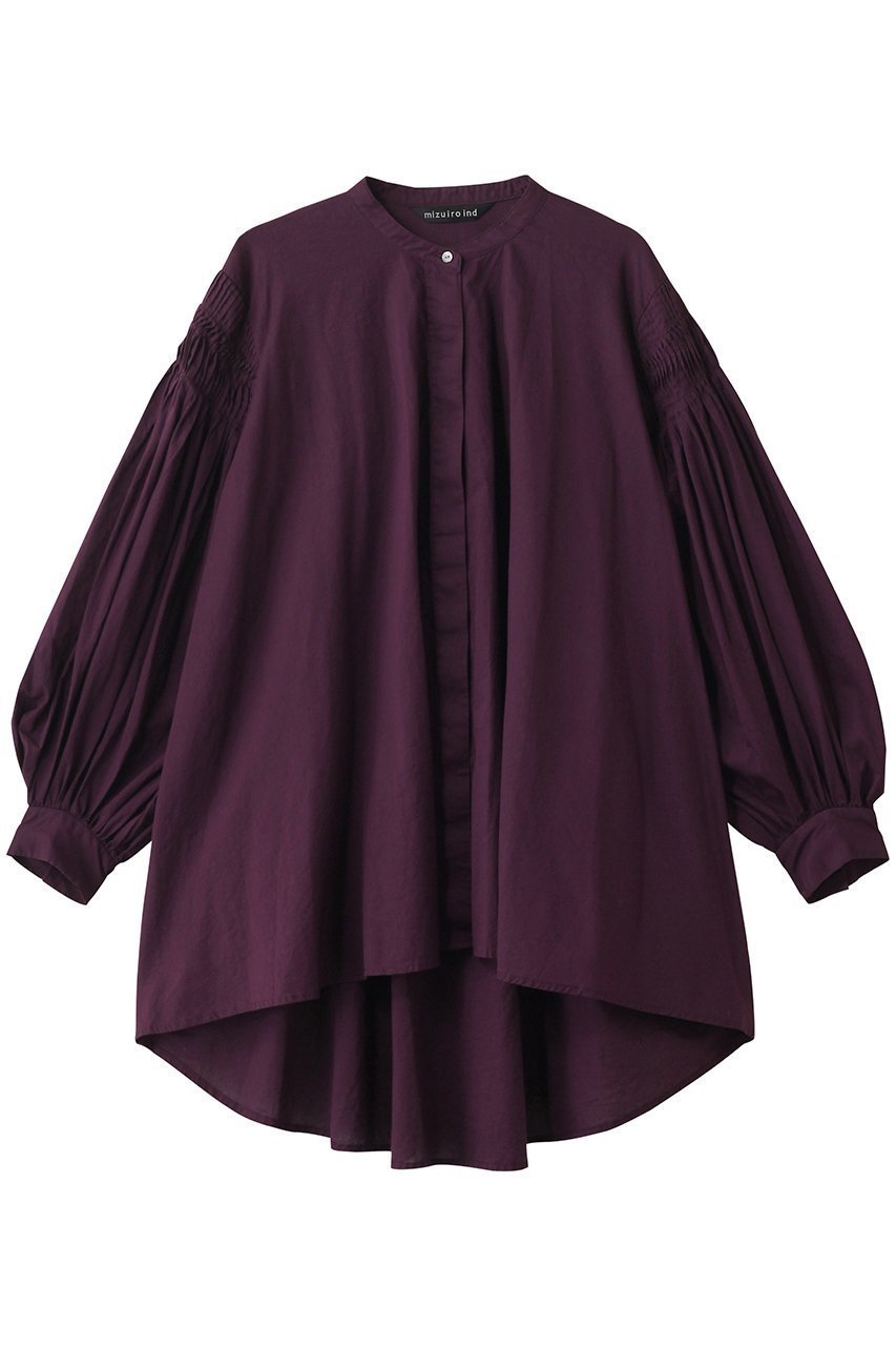 【ミズイロ インド/mizuiro ind】のピンタックパフスリーブシャツ インテリア・キッズ・メンズ・レディースファッション・服の通販 founy(ファニー) 　ファッション　Fashion　レディースファッション　Fashion for Women　トップス・カットソー　Cut & Sew Tops　シャツ・ブラウス・オフィスカジュアル　Elegant Blouses & Button-Ups　スリーブ　Sleeve, Long Sleeve / Short Sleeve　フェミニン　Feminine, Girly　ロング　Long, Long-Length　エレガント 上品　Elegant　wine|ID: prp329100004905201 ipo3291000000036719506