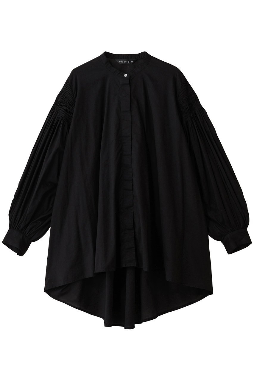 【ミズイロ インド/mizuiro ind】のピンタックパフスリーブシャツ インテリア・キッズ・メンズ・レディースファッション・服の通販 founy(ファニー) 　ファッション　Fashion　レディースファッション　Fashion for Women　トップス・カットソー　Cut & Sew Tops　シャツ・ブラウス・オフィスカジュアル　Elegant Blouses & Button-Ups　スリーブ　Sleeve, Long Sleeve / Short Sleeve　フェミニン　Feminine, Girly　ロング　Long, Long-Length　エレガント 上品　Elegant　black|ID: prp329100004905201 ipo3291000000036719507