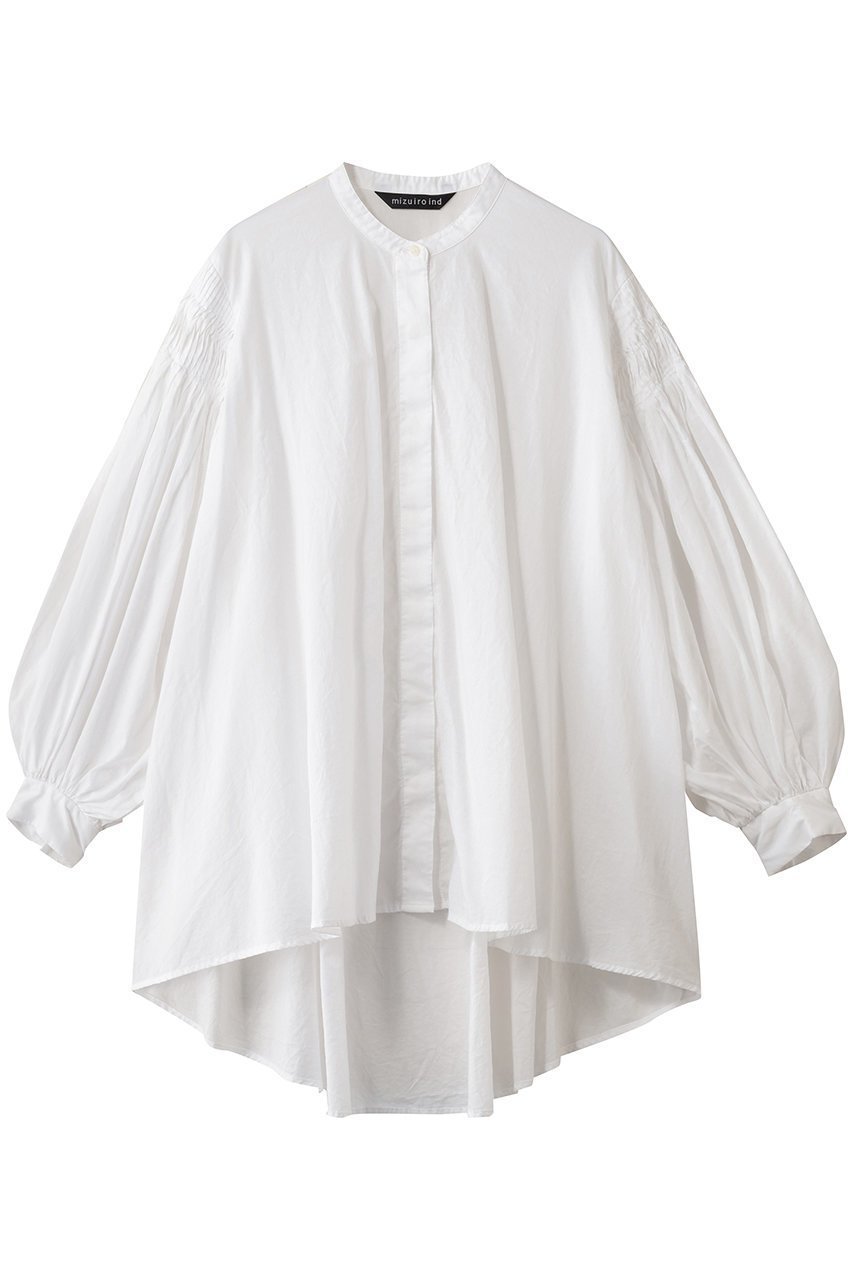 【ミズイロ インド/mizuiro ind】のピンタックパフスリーブシャツ インテリア・キッズ・メンズ・レディースファッション・服の通販 founy(ファニー) 　ファッション　Fashion　レディースファッション　Fashion for Women　トップス・カットソー　Cut & Sew Tops　シャツ・ブラウス・オフィスカジュアル　Elegant Blouses & Button-Ups　スリーブ　Sleeve, Long Sleeve / Short Sleeve　フェミニン　Feminine, Girly　ロング　Long, Long-Length　エレガント 上品　Elegant　off white|ID: prp329100004905201 ipo3291000000036719508