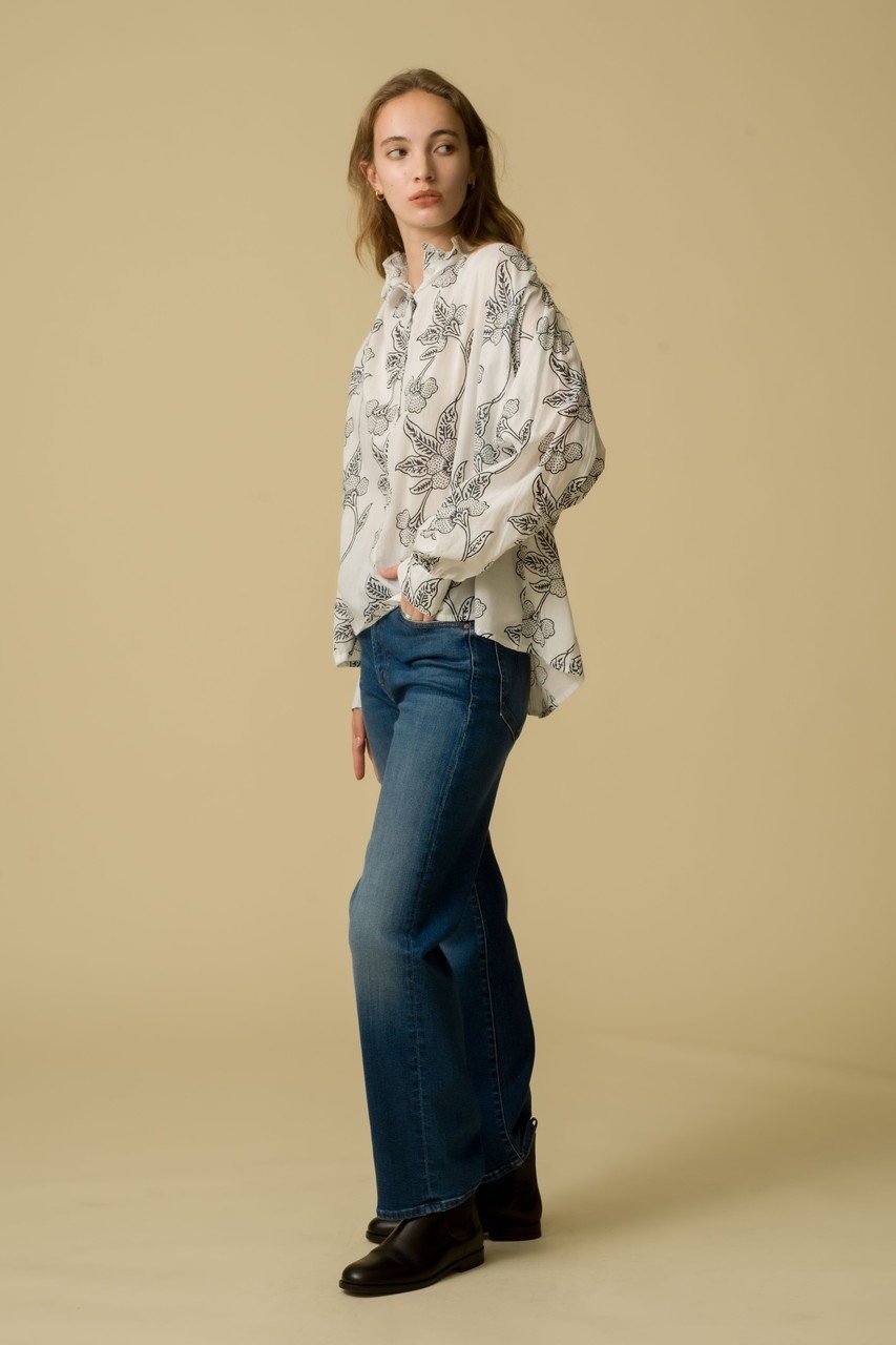 【エスゼット ブロックプリント/SZ Blockprints】のKALI TOP ORCHID フリルスタンドカラーシャツ 人気、トレンドファッション・服の通販 founy(ファニー) 　ファッション　Fashion　レディースファッション　Fashion for Women　トップス・カットソー　Cut & Sew Tops　シャツ・ブラウス・オフィスカジュアル　Elegant Blouses & Button-Ups　スタンド　Stand Collar, Upright Stand　スリーブ　Sleeve, Long Sleeve / Short Sleeve　フリル　Frill, Ruffle　プリント　Print, Printed Pattern　ボトム　Bottoms, Lower Wear　リゾート　Resort, Vacation Style　ロング　Long, Long-Length　エレガント 上品　Elegant　other-7|ID: prp329100004905232 ipo3291000000036719779