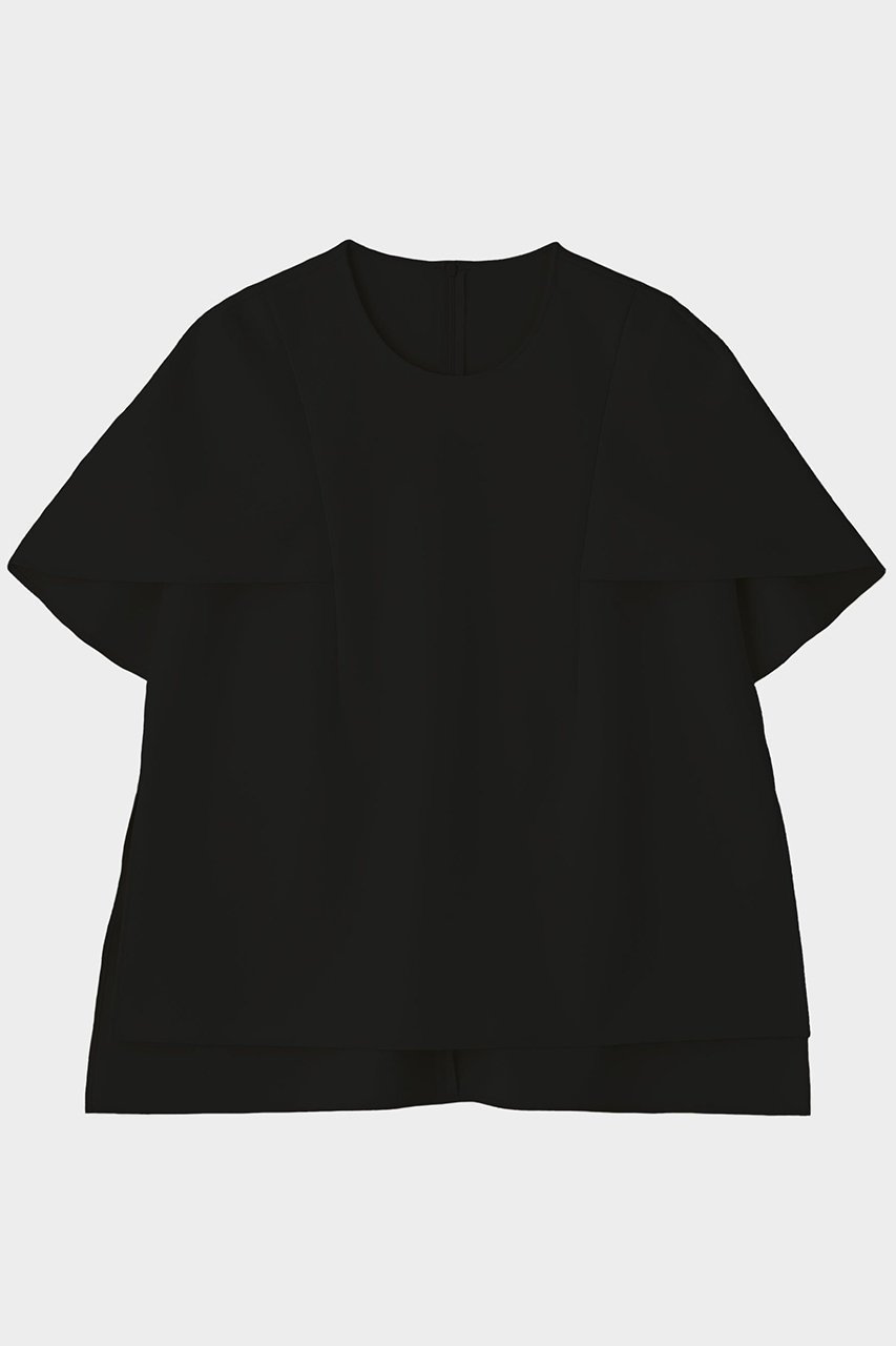 【ル フィル/LE PHIL】のライトダンボールケープブラウス インテリア・キッズ・メンズ・レディースファッション・服の通販 founy(ファニー) 　ファッション　Fashion　レディースファッション　Fashion for Women　トップス・カットソー　Cut & Sew Tops　シャツ・ブラウス・オフィスカジュアル　Elegant Blouses & Button-Ups　おすすめ　Recommended / Our Picks　コンパクト　Compact, Small Size　ショート　Short, Short Length　ストレッチ　Stretch, Stretchy Fabric　スリット　Slit, Slit Detail　スリーブ　Sleeve, Long Sleeve / Short Sleeve　ブラック|ID: prp329100004905263 ipo3291000000036720057