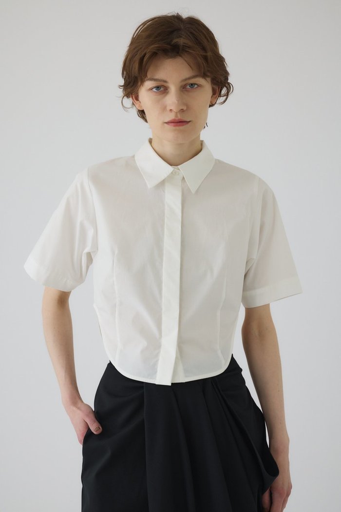 【リムアーク/RIM.ARK】のRound hem short SH/シャツ インテリア・キッズ・メンズ・レディースファッション・服の通販 founy(ファウニー) https://founy.com/ ファッション Fashion レディースファッション Fashion for Women トップス・カットソー Cut & Sew Tops シャツ・ブラウス・オフィスカジュアル Elegant Blouses & Button-Ups ショート Short, Short Length シリコン Silicone, Silicone Material スリーブ Sleeve, Long Sleeve / Short Sleeve タイプライター Typewriter Fabric, Crisp Cotton バランス Balance, Style Balance ラウンド Round, Round Neck エレガント 上品 Elegant |ID: prp329100004905298 ipo3291000000036720362