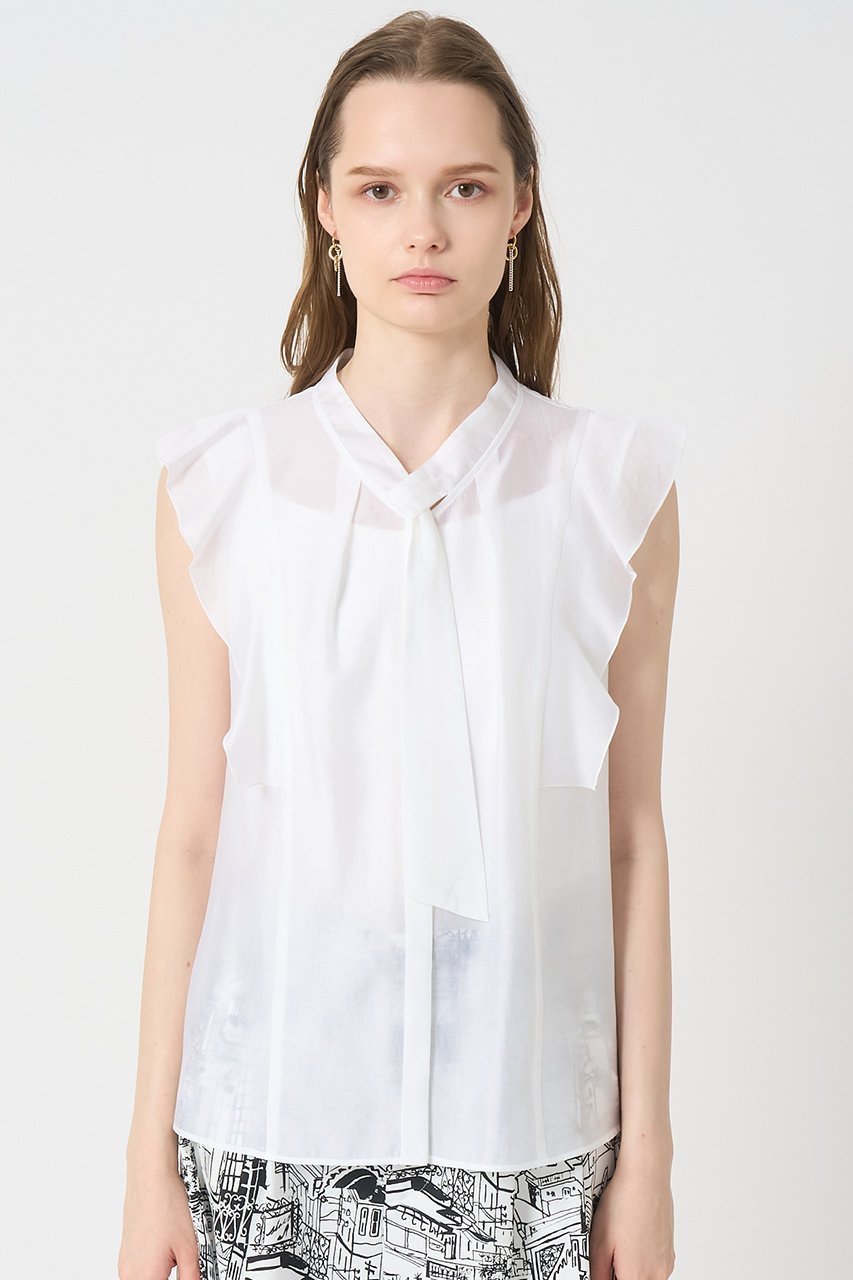 【アナイ/ANAYI】のシアーオーガンジーボウタイ ブラウス 人気、トレンドファッション・服の通販 founy(ファニー) 　ファッション　Fashion　レディースファッション　Fashion for Women　トップス・カットソー　Cut & Sew Tops　キャミソール&ノースリーブ　Camisoles & Sleeveless Tops　シャツ・ブラウス・オフィスカジュアル　Elegant Blouses & Button-Ups　オーガンジー　Organza Fabric　ノースリーブ　Sleeveless, No-Sleeve　エレガント 上品　Elegant　other-5|ID: prp329100004905304 ipo3291000000036720432