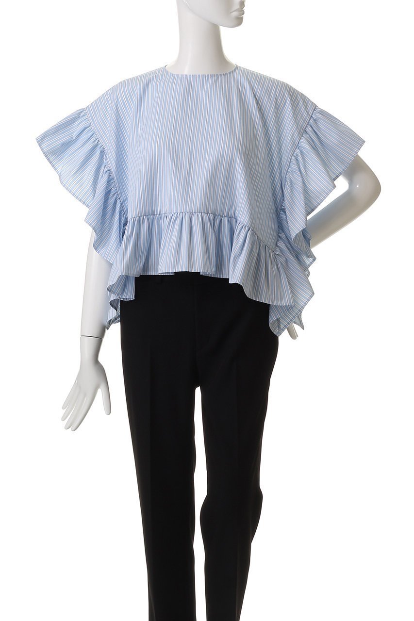 【デザイン ワークス/DESIGN WORKS】のBEAUVET ヘムラッフルポンチブラウス 人気、トレンドファッション・服の通販 founy(ファニー) 　ファッション　Fashion　レディースファッション　Fashion for Women　トップス・カットソー　Cut & Sew Tops　シャツ・ブラウス・オフィスカジュアル　Elegant Blouses & Button-Ups　ショート　Short, Short Length　スリーブ　Sleeve, Long Sleeve / Short Sleeve　パターン　Pattern, Design Print　other-2|ID: prp329100004905335 ipo3291000000036720720