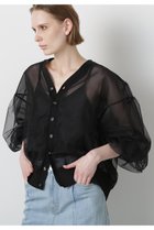 【ヒューエルミュージアム/hueLe Museum】の【STUMBLY】Tulle Organdy Cardigan Blouse ブラック|ID: prp329100004905337 ipo3291000000036720748