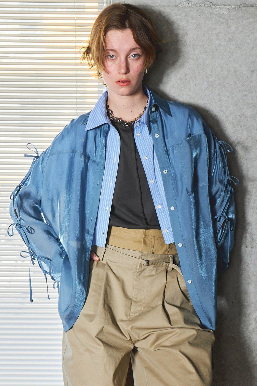【メゾンスペシャル/MAISON SPECIAL】のOversize Shear Ribbon Shirt/オーバーシアーリボンシャツ 人気、トレンドファッション・服の通販 founy(ファニー) 　ファッション　Fashion　レディースファッション　Fashion for Women　トップス・カットソー　Cut & Sew Tops　シャツ・ブラウス・オフィスカジュアル　Elegant Blouses & Button-Ups　エアリー　Airy Texture　キャミソール　Camisole, Spaghetti Strap Top　スリーブ　Sleeve, Long Sleeve / Short Sleeve　タンク　Tank Top, Sleeveless Top　ポケット　Pocket, Pocket Detail　羽織　Haori, Light Jacket　リボン　Ribbon, Bow　ロング　Long, Long-Length　夏　Summer　other-7|ID: prp329100004905394 ipo3291000000036747717