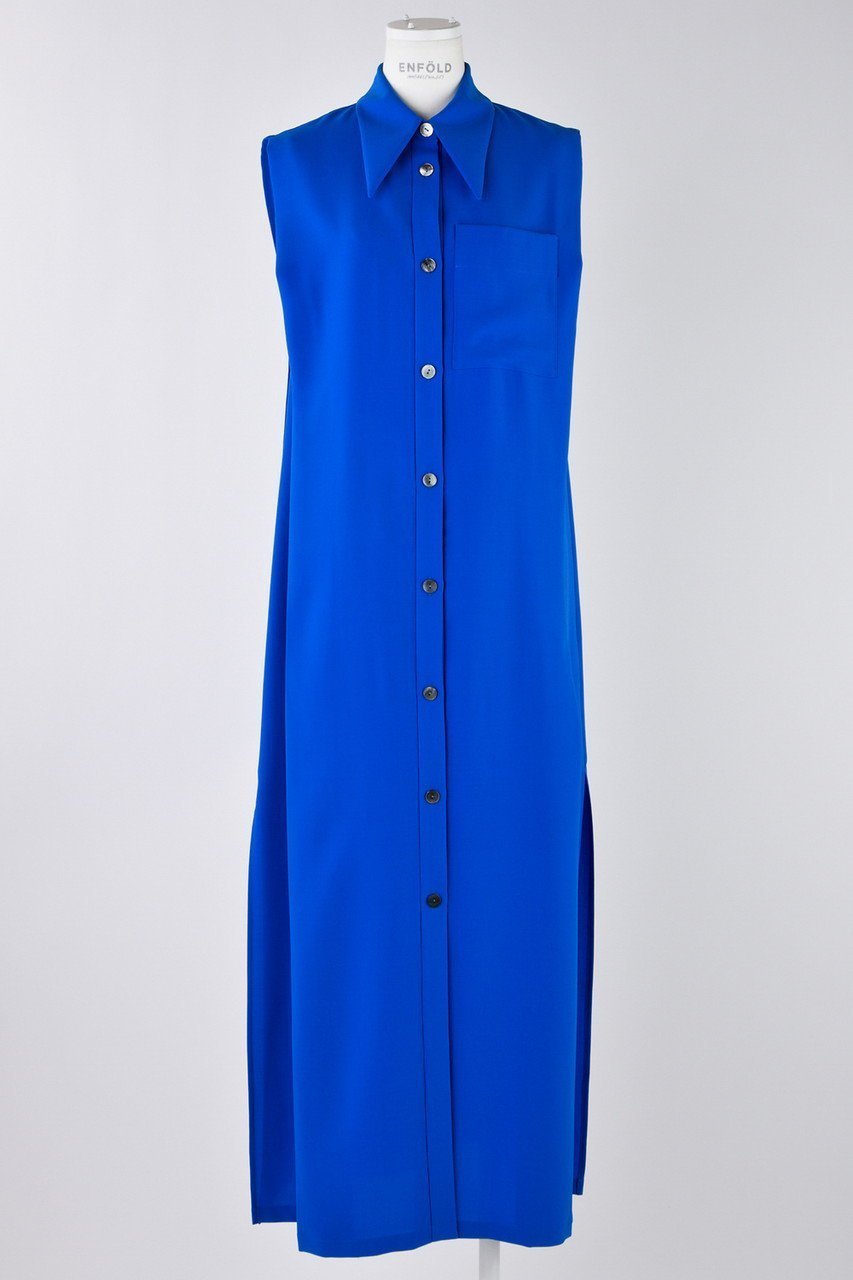 【エンフォルド/ENFOLD】のNO-SLEEVES LONG SHIRT/シャツ インテリア・キッズ・メンズ・レディースファッション・服の通販 founy(ファニー) 　ファッション　Fashion　レディースファッション　Fashion for Women　トップス・カットソー　Cut & Sew Tops　キャミソール&ノースリーブ　Camisoles & Sleeveless Tops　シャツ・ブラウス・オフィスカジュアル　Elegant Blouses & Button-Ups　おすすめ　Recommended / Our Picks　ノースリーブ　Sleeveless, No-Sleeve　ブルー|ID: prp329100004905398 ipo3291000000036721329