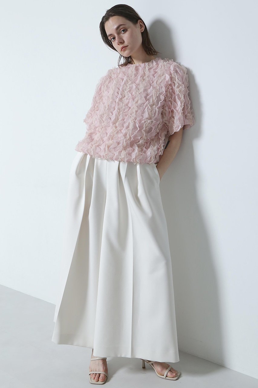 【ヒューエルミュージアム/hueLe Museum】の【hLM】フリチュリジャガードブラウス 人気、トレンドファッション・服の通販 founy(ファニー) 　ファッション　Fashion　レディースファッション　Fashion for Women　トップス・カットソー　Cut & Sew Tops　シャツ・ブラウス・オフィスカジュアル　Elegant Blouses & Button-Ups　エレガント 上品　Elegant　オーガンジー　Organza Fabric　ギャザー　Gathered, Ruffled　シフォン　Chiffon, Lightweight Fabric　ショート　Short, Short Length　スリーブ　Sleeve, Long Sleeve / Short Sleeve　ライニング　Inner Lining, Inner Fabric, Lined　other-2|ID: prp329100004905415 ipo3291000000036747736